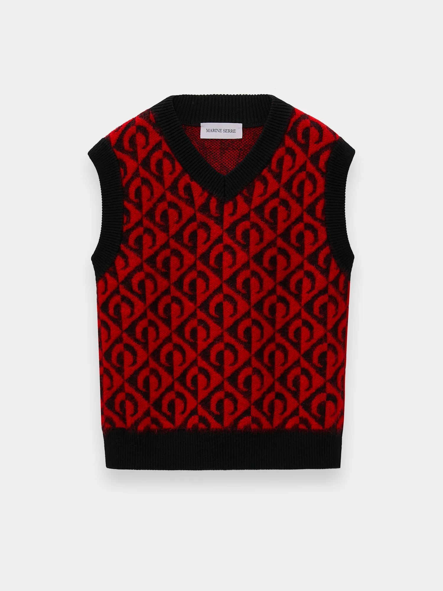 Жилет Marine Serre Moon Lozenge Knit V-Neck Black/Red