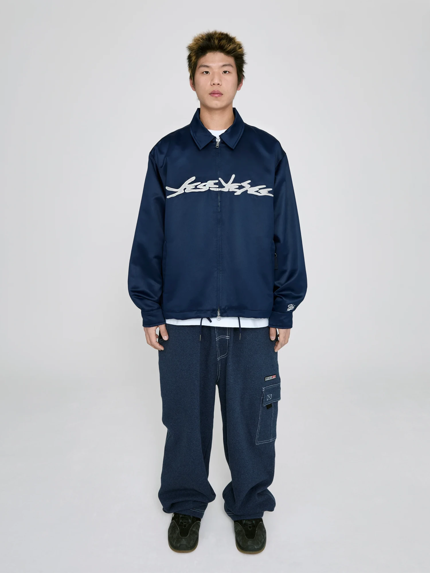 Куртка YESEYESEE Logo Applique Satin Coach Navy