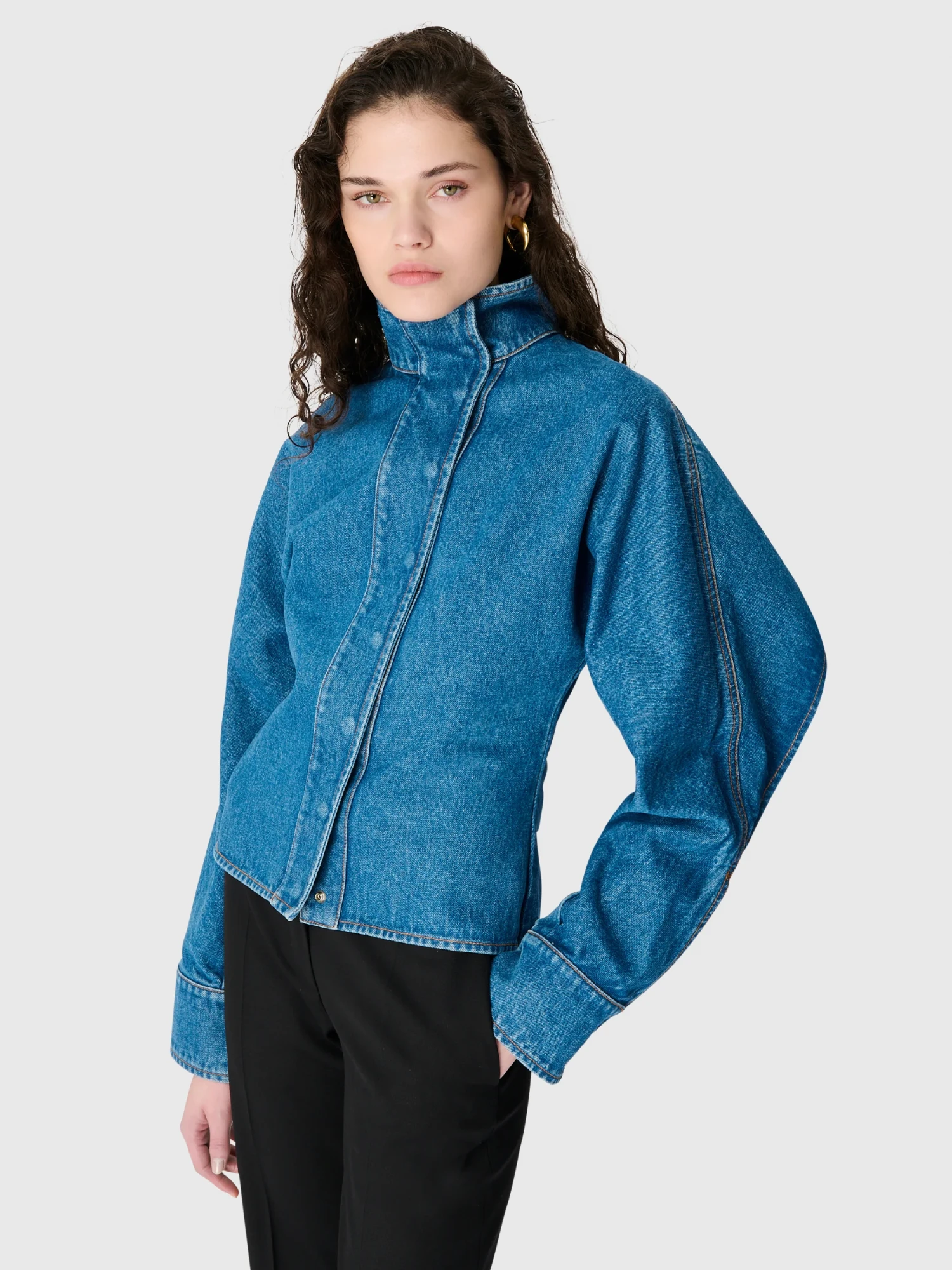Женская джинсовая рубашка Marine Serre Moon Laser Blue Wash