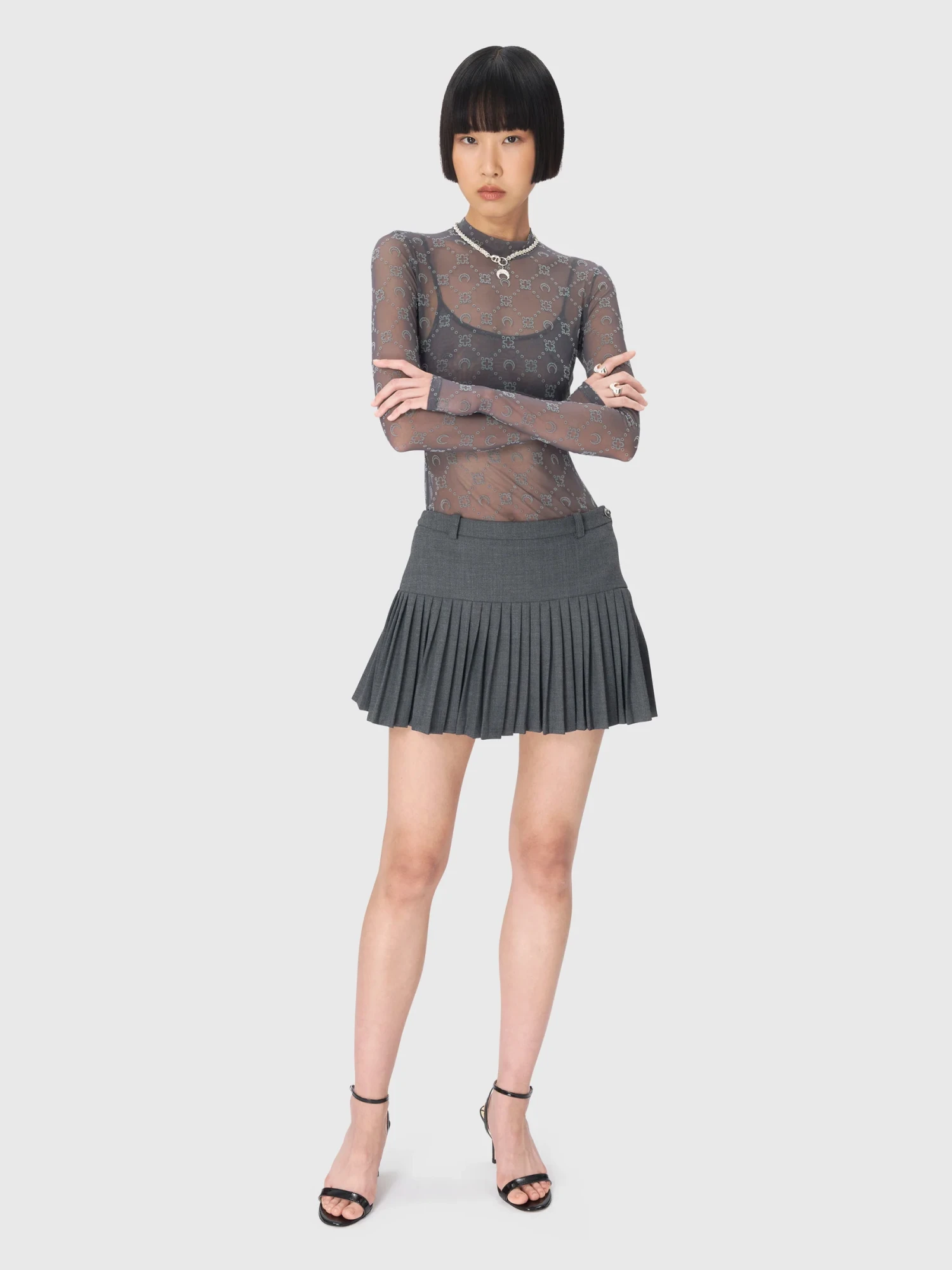 Женский лонгслив Marine Serre Recycled Mesh Second Skin Stone Grey