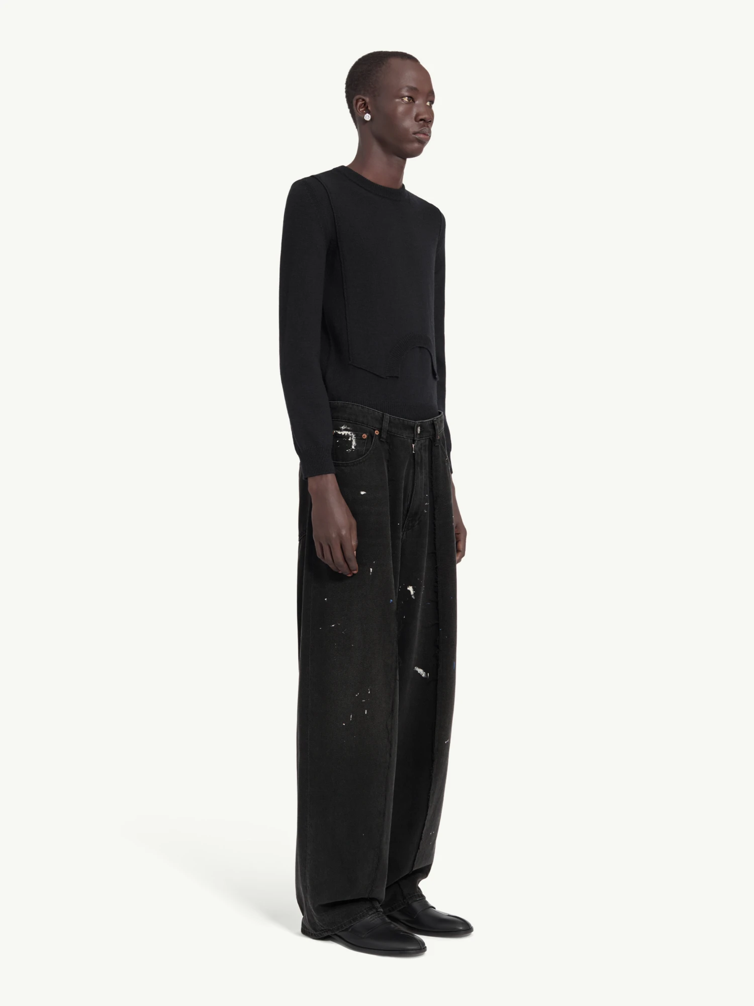 Джинсы MM6 Maison Margiela Wide Leg Paint Black
