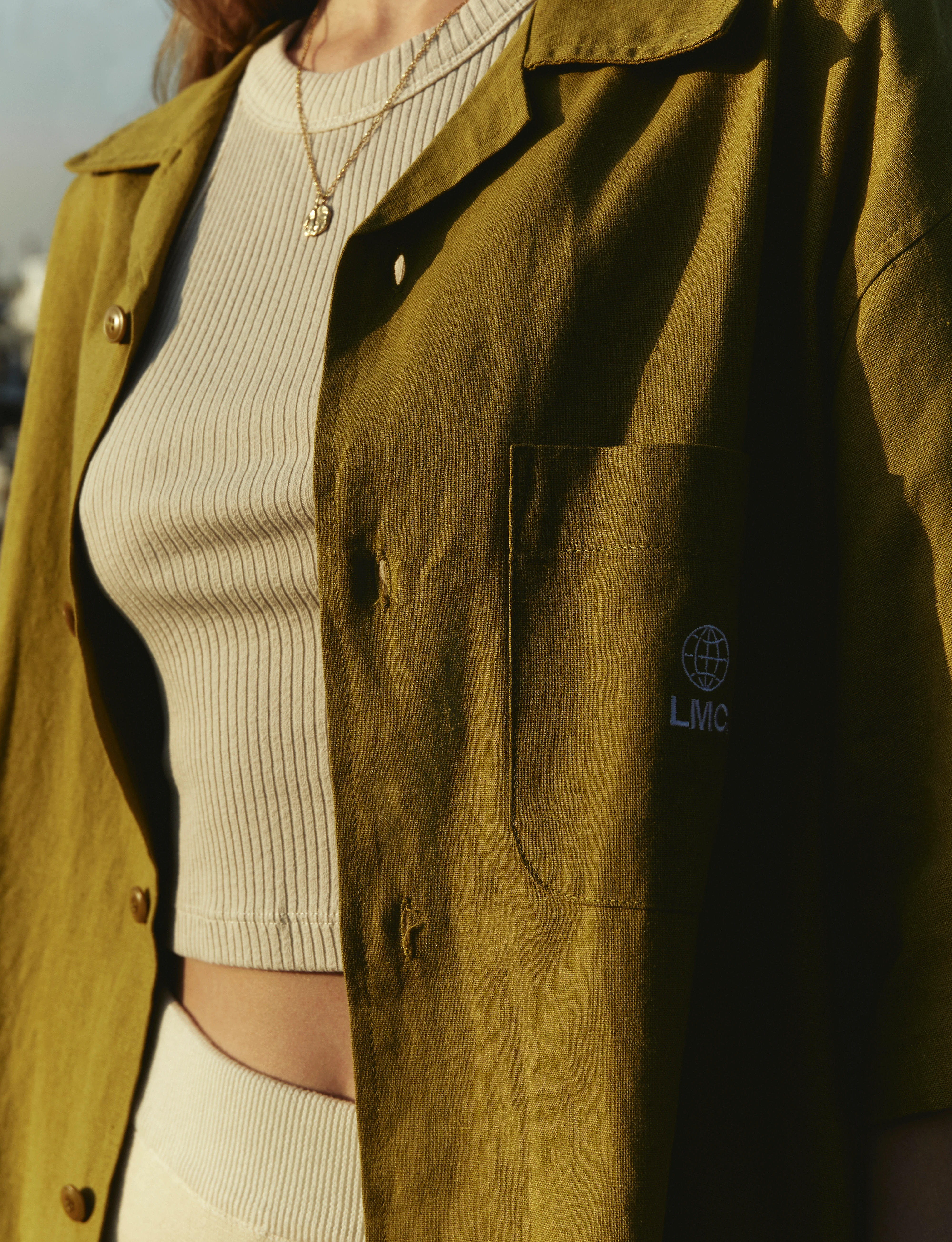 Рубашка LMC Globe Linen Short Slv Shirt Olive