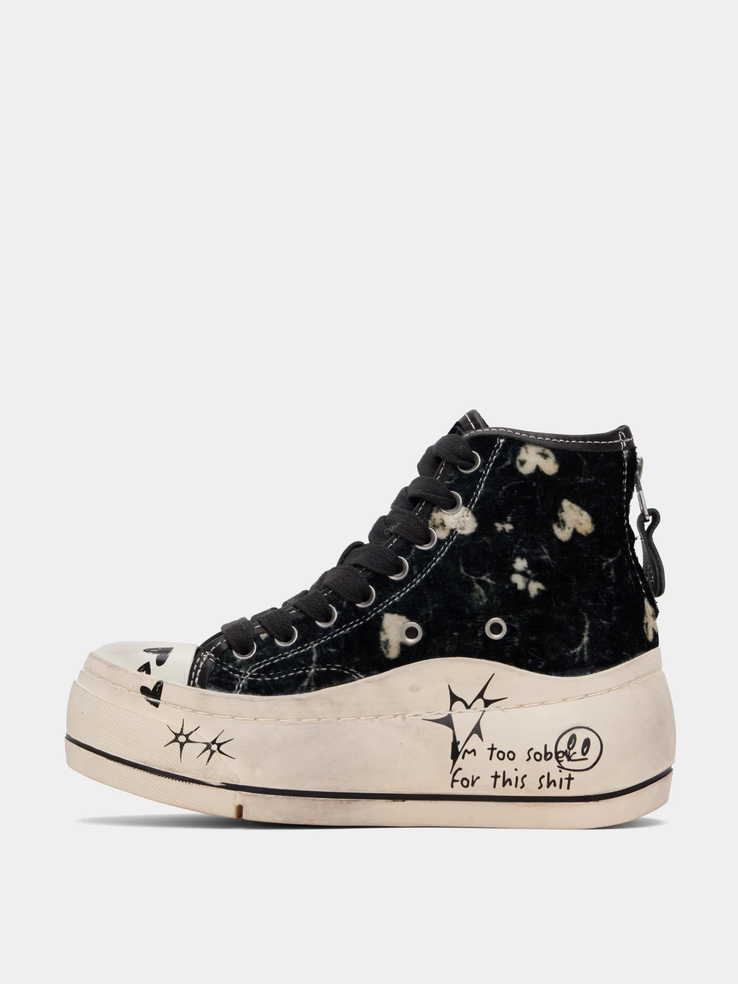 Женские кеды R13 Kurt High Top Graffiti Hearts On Black