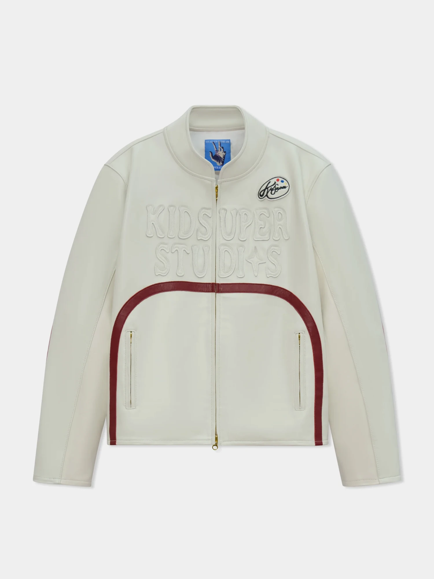 Кожаная куртка KidSuper Paint Palette Moto Jacket Cream