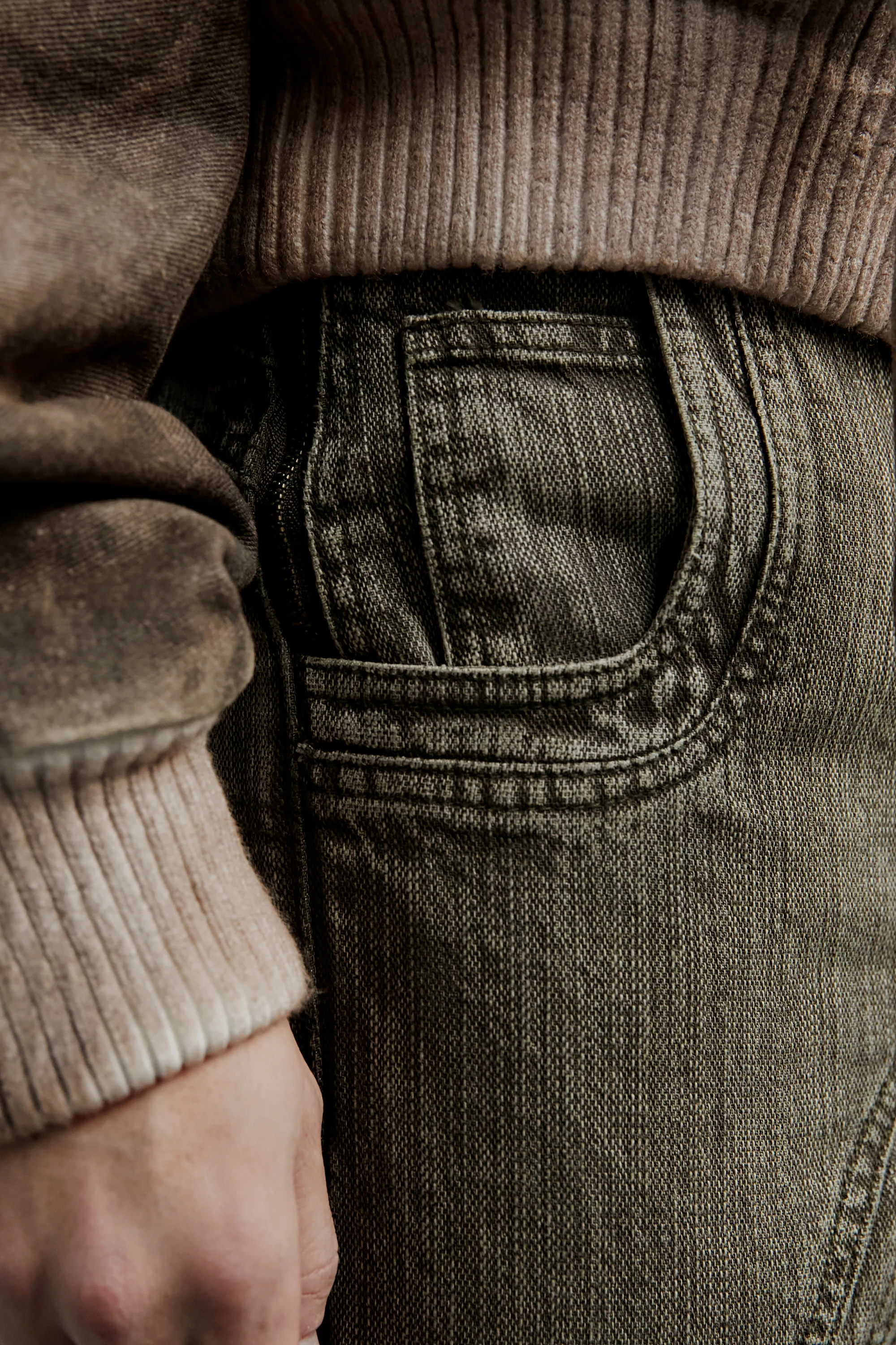 Джинсы NO/FAITH STUDIOS Texture Wave Cargo Grey Khaki