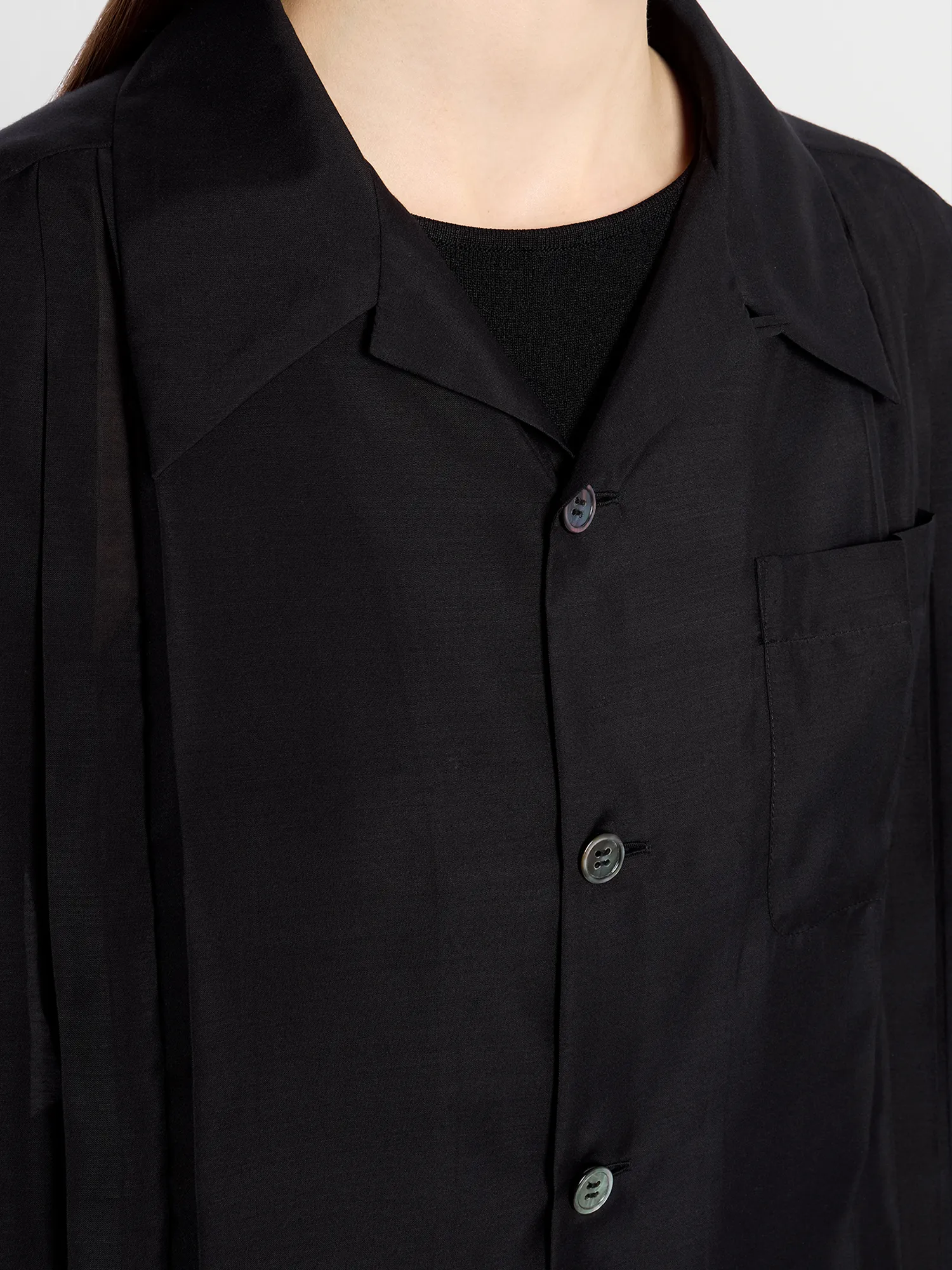 Женская рубашка UNDERCOVER Pleated Mix Open Collar Black