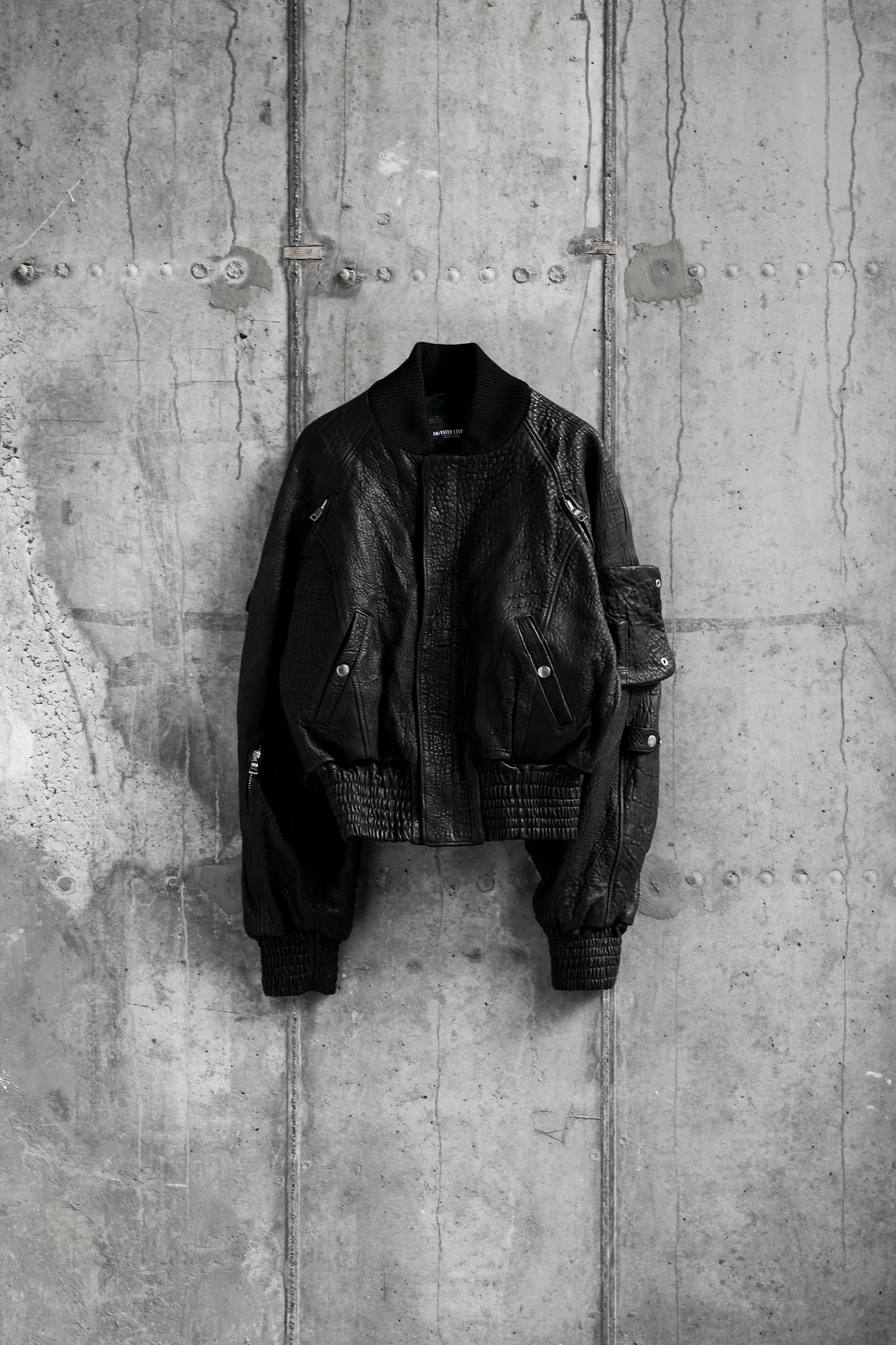 Бомбер NO/FAITH STUDIOS Dried Concrete Leather Black