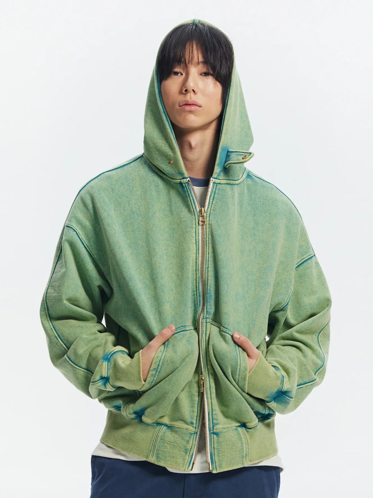 Зип-худи FrizmWORKS Vintage Dyeing Parka Turquoise
