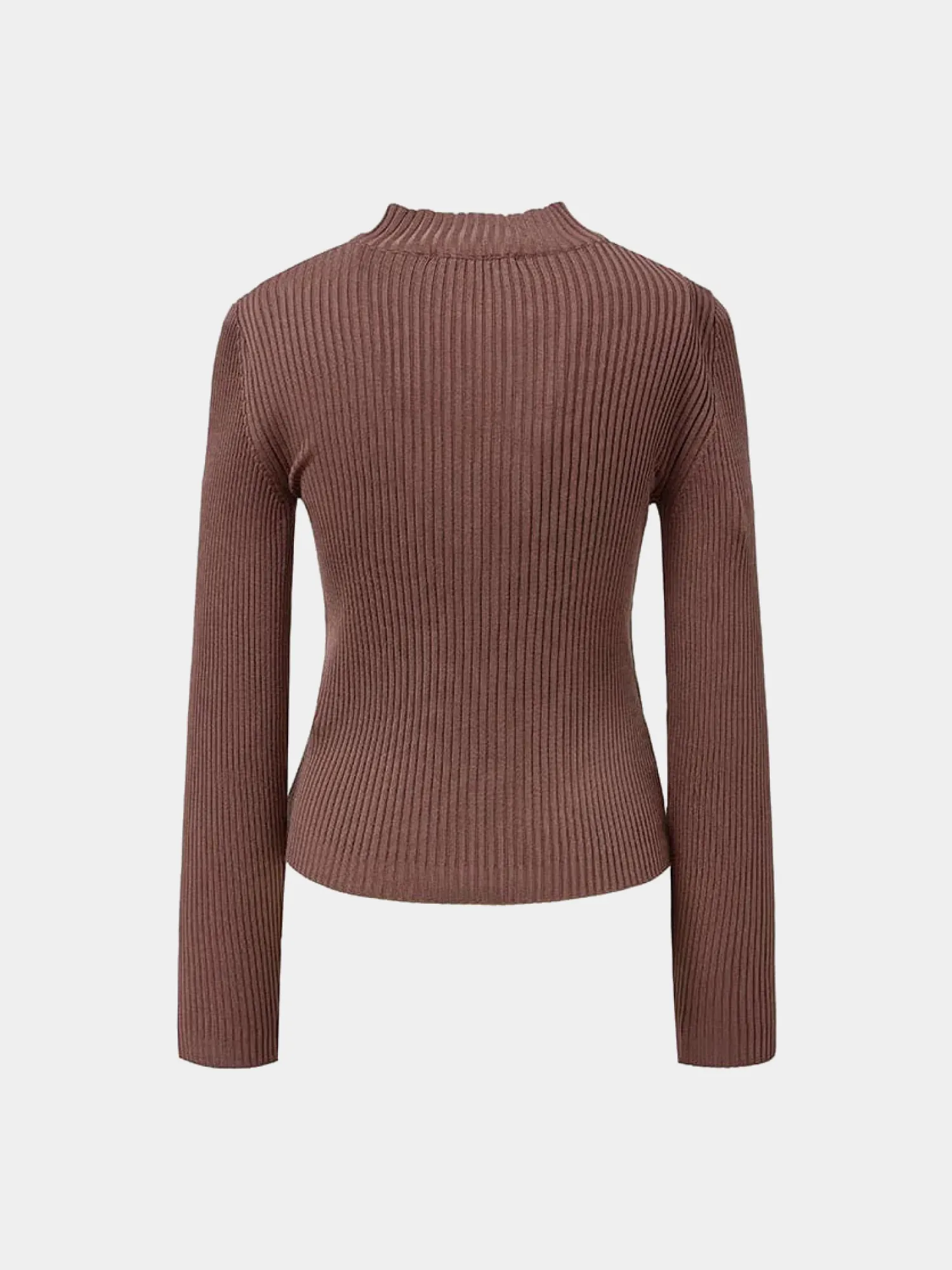 Женский кардиган AMOMENTO Ribbed Mock Neck Brown
