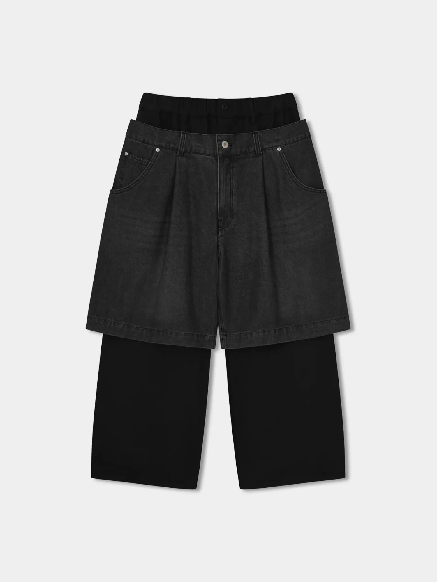 Брюки ANGLAN Denim Layered Sweat Pants Black