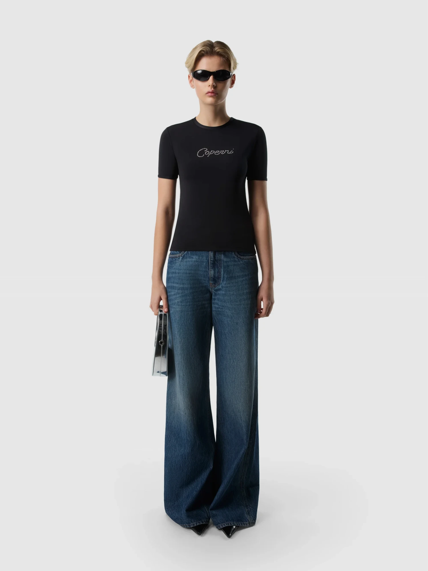 Женская Футболка Coperni Crystal Logo Black