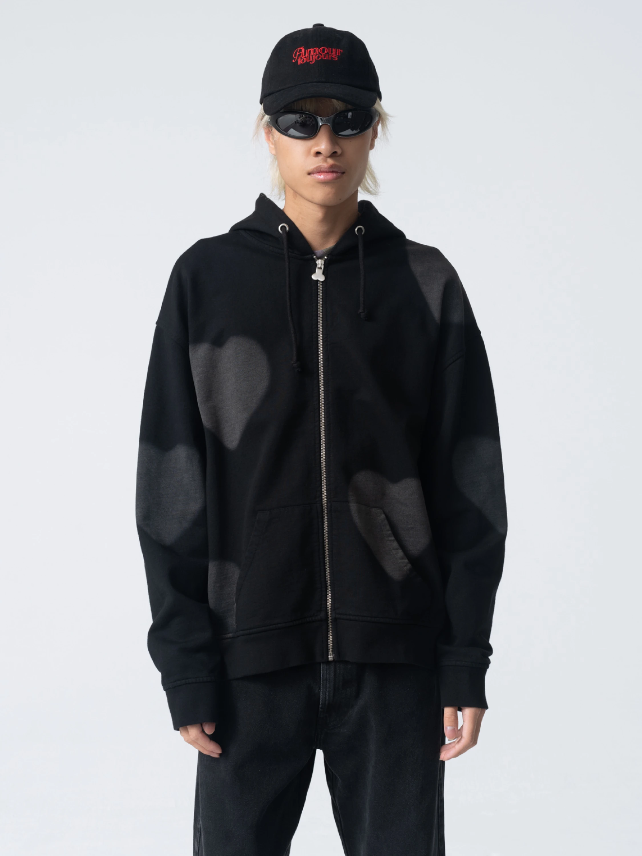 Зип-худи Carne Bollente Heart Impact Washed Black