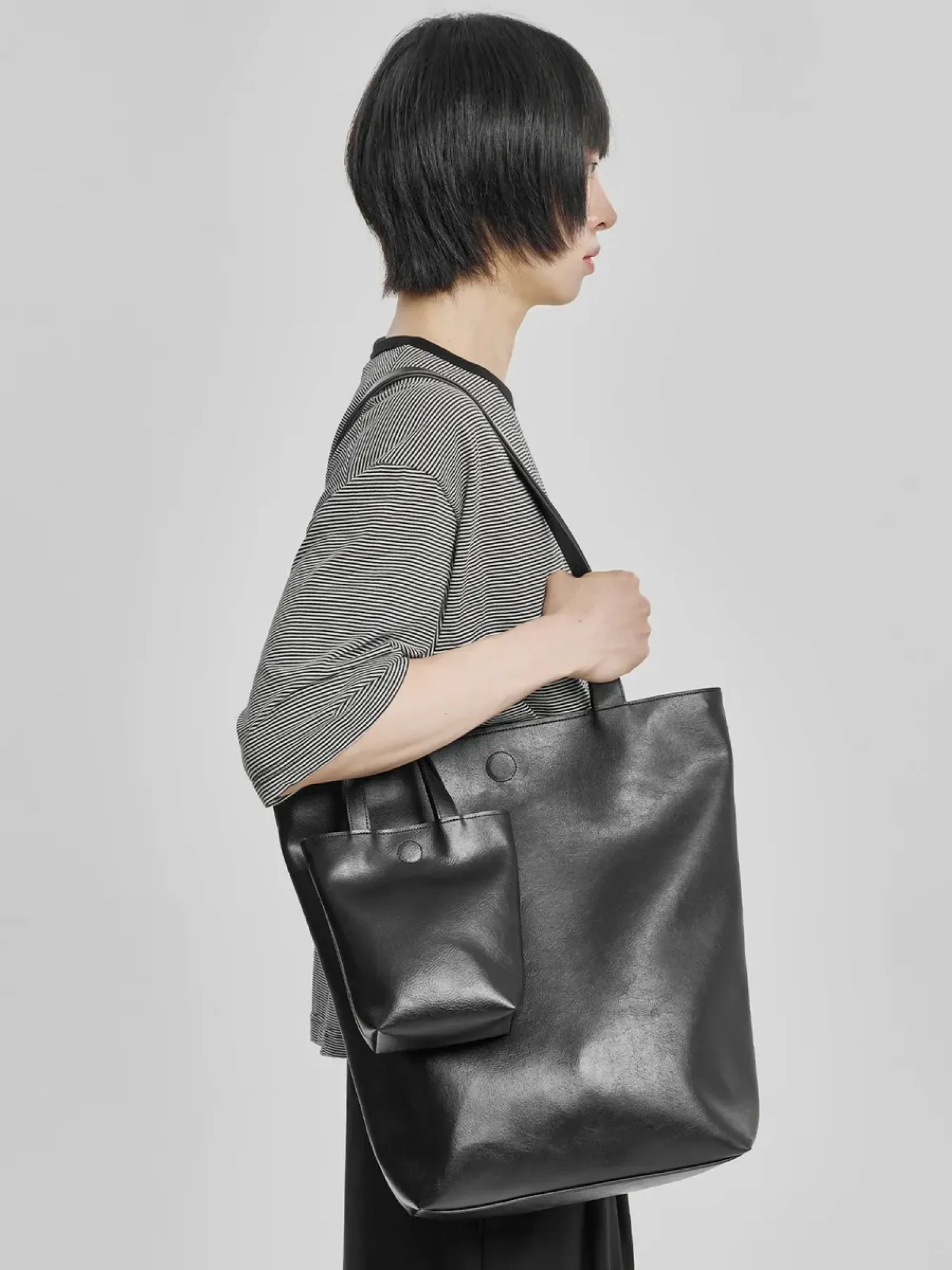 Сумка AJOBYAJO Vegan Leather Dual Tote Black