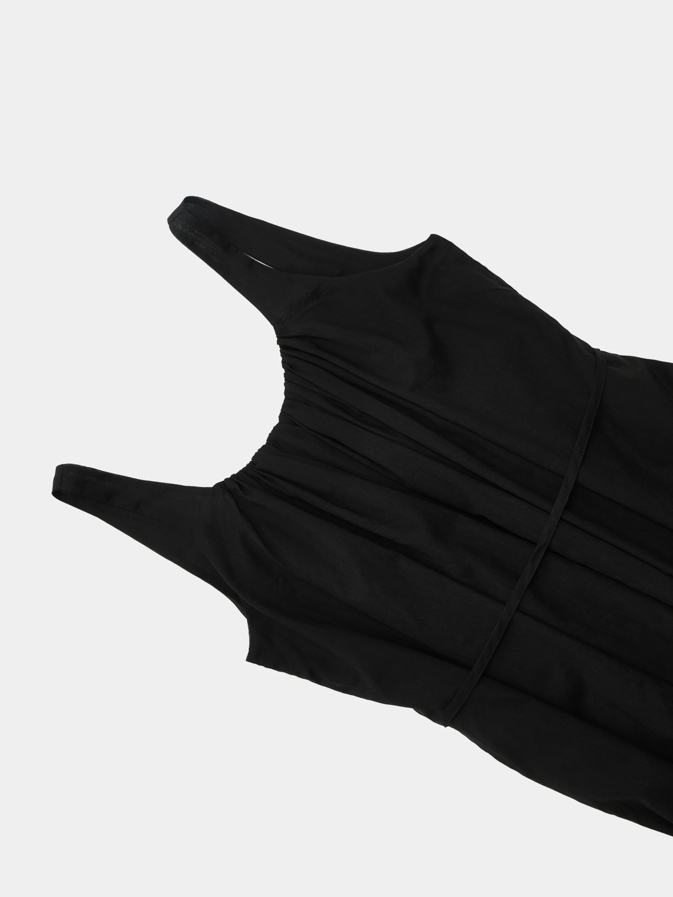 Женское платье AMOMENTO Neck Shirring Sheer Long Dress Black