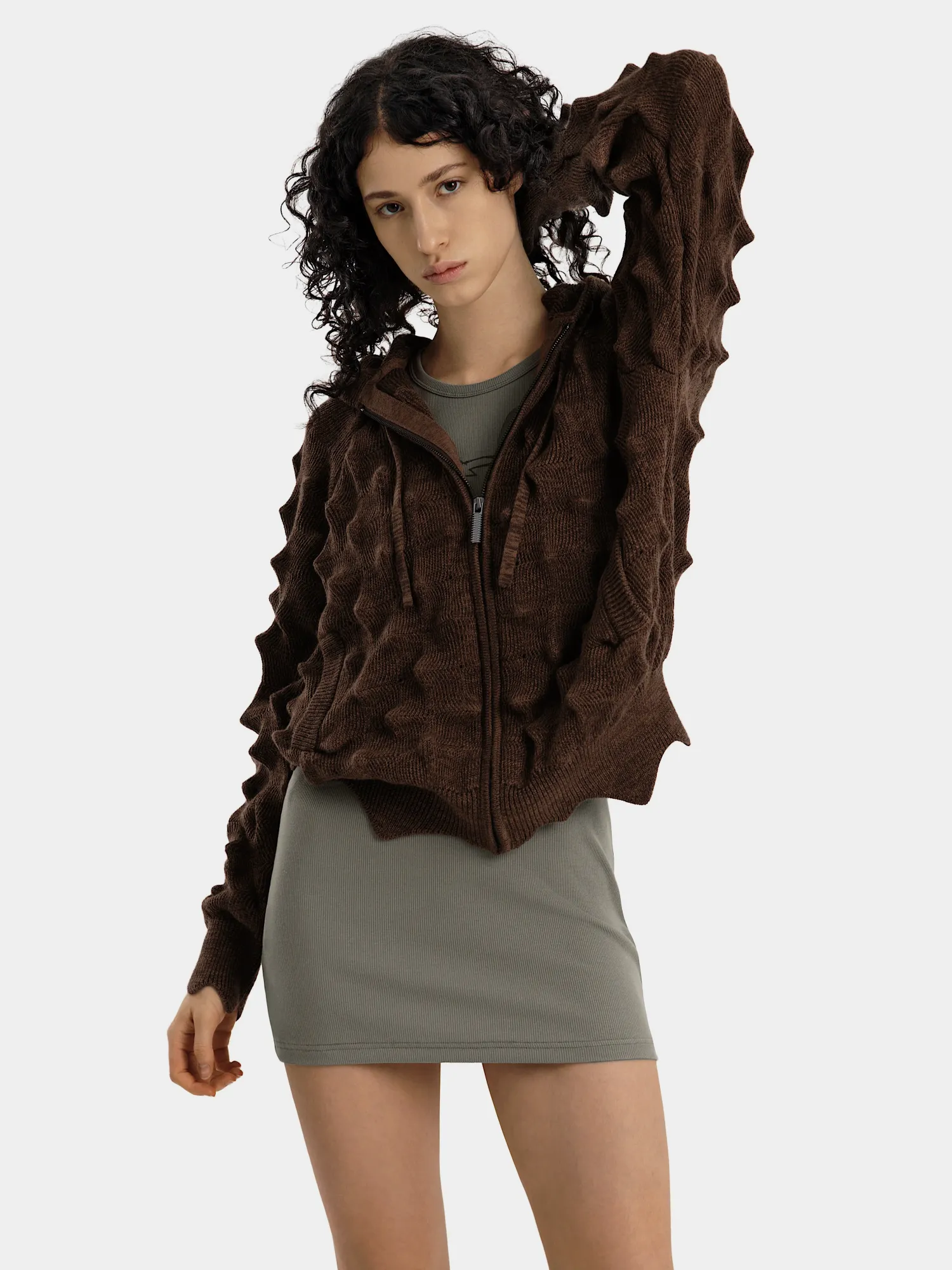 Зип-худи MADFRENZY Spiked Zip-Up Brown