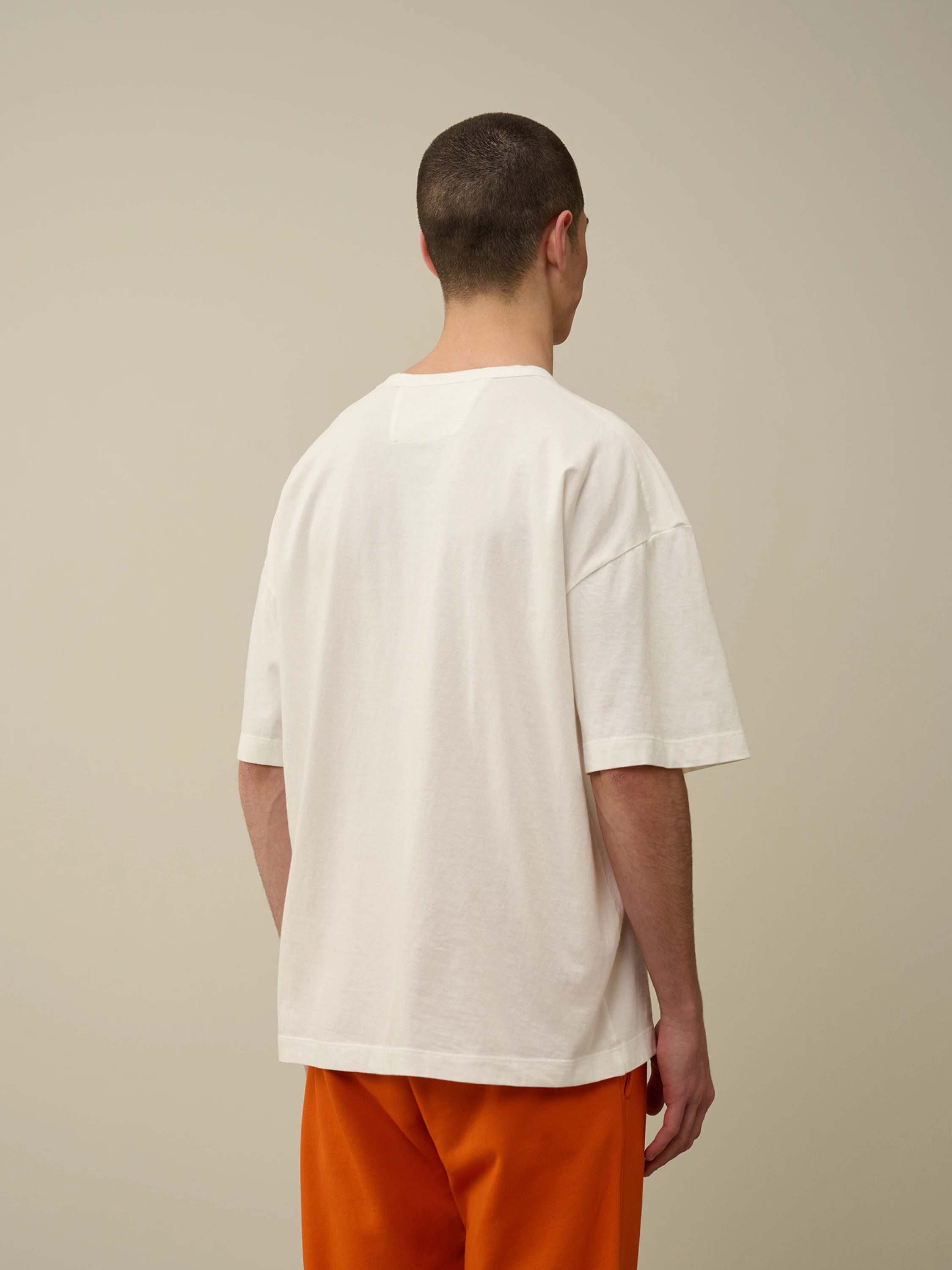 Футболка C.P. Company 20/1 Jersey Boxy Logo Gauze White