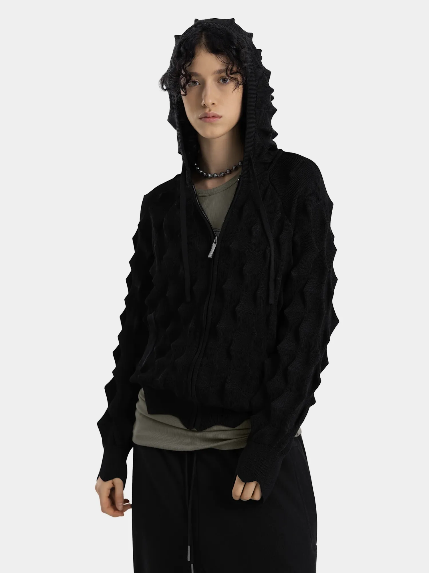 Зип-худи MADFRENZY Spiked Slim Zip-Up Black