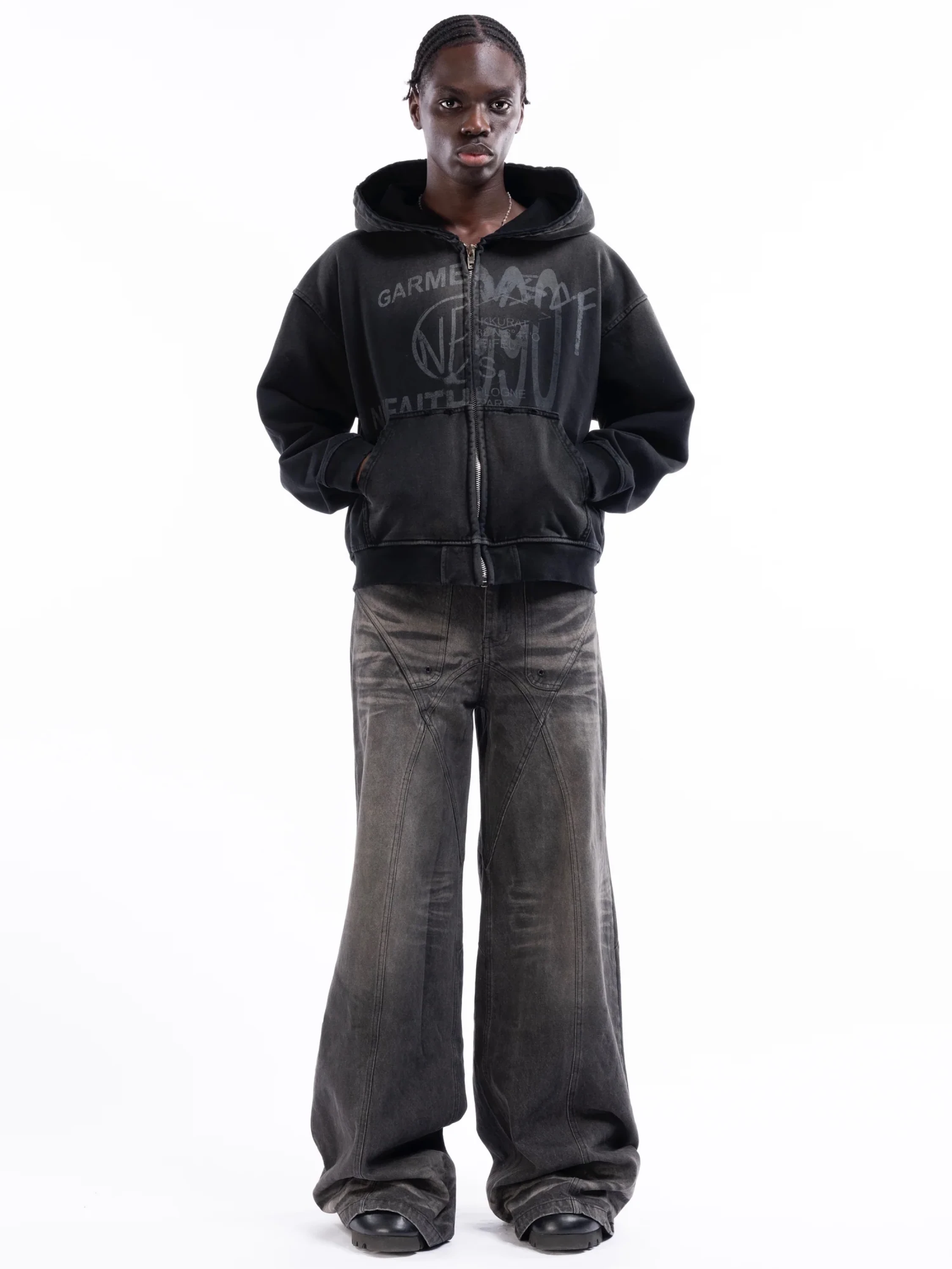 Зип-худи NO/FAITH STUDIOS Split Zip Jacket Used Black