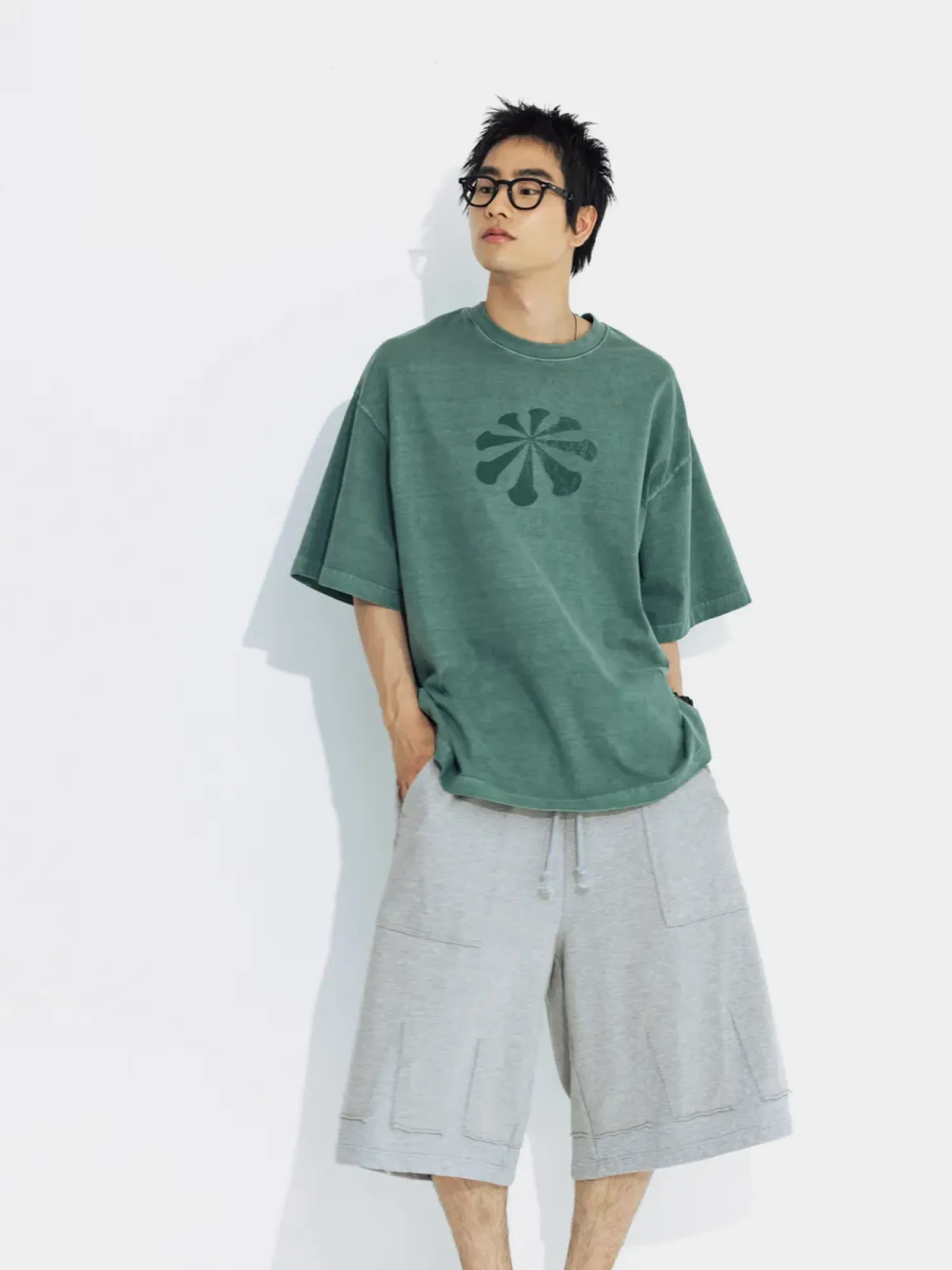 Футболка ANGLAN Logo Pigment Half Tee Green