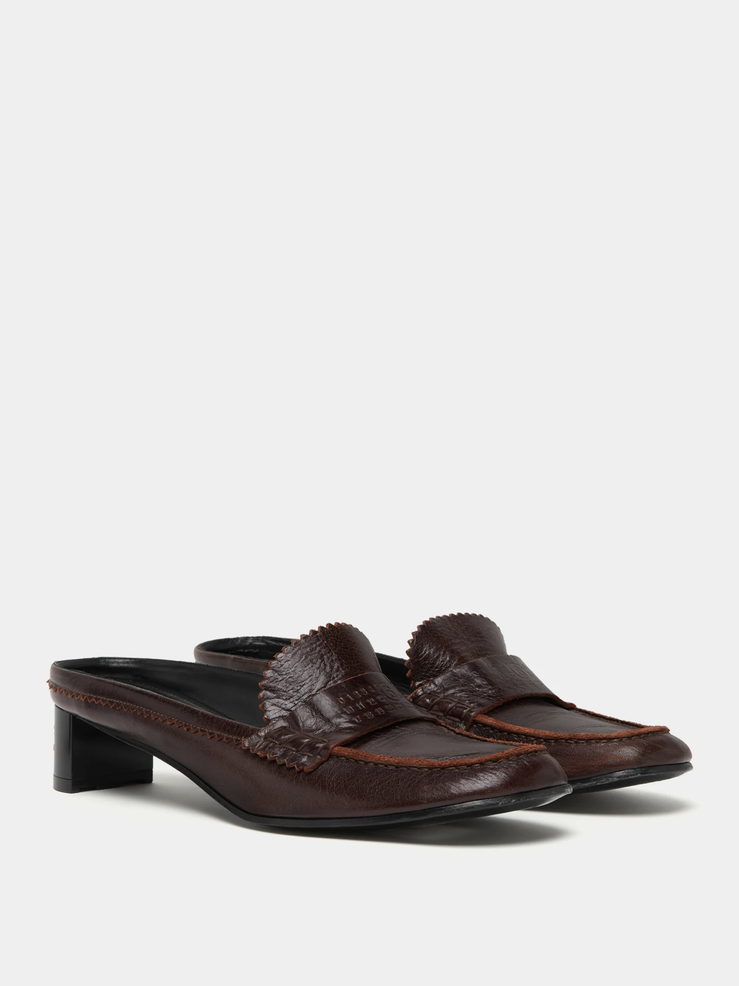 Женские мюли MM6 Maison Margiela Swing-Toe Leather Brown