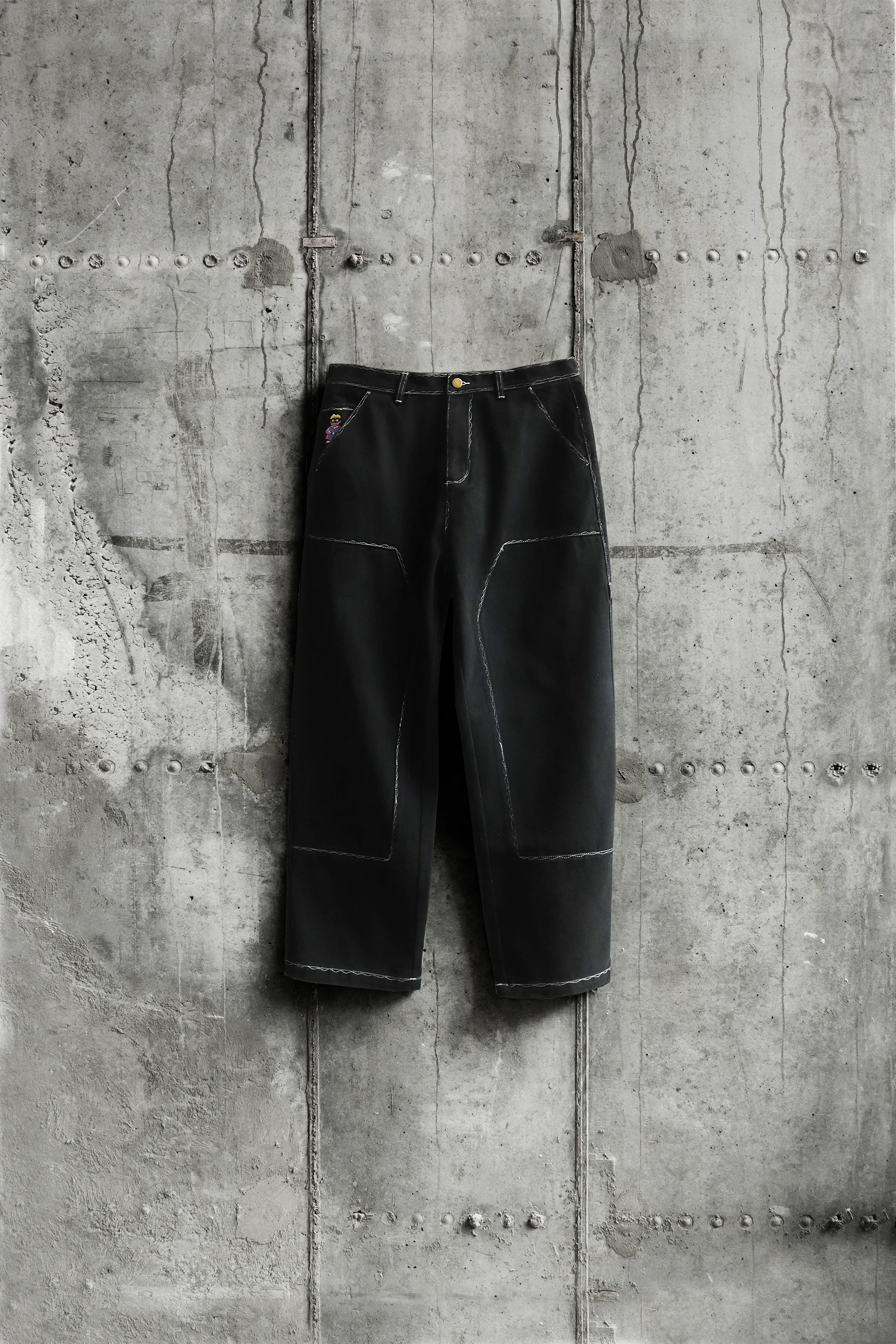Брюки KidSuper Messy Stitched Work Pants Black