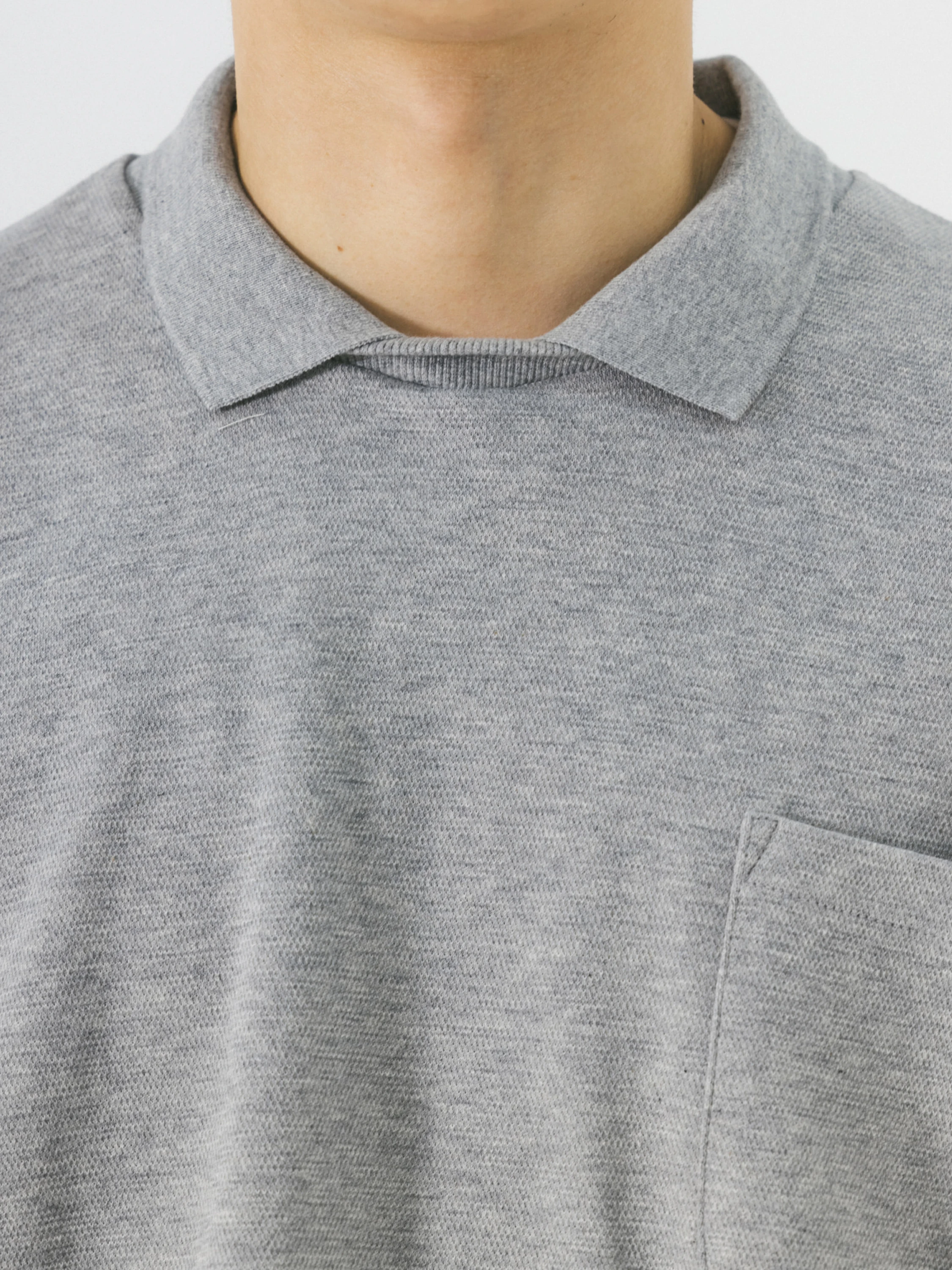 Футболка ANGLAN Pocket Wing Collar Half Tee Grey