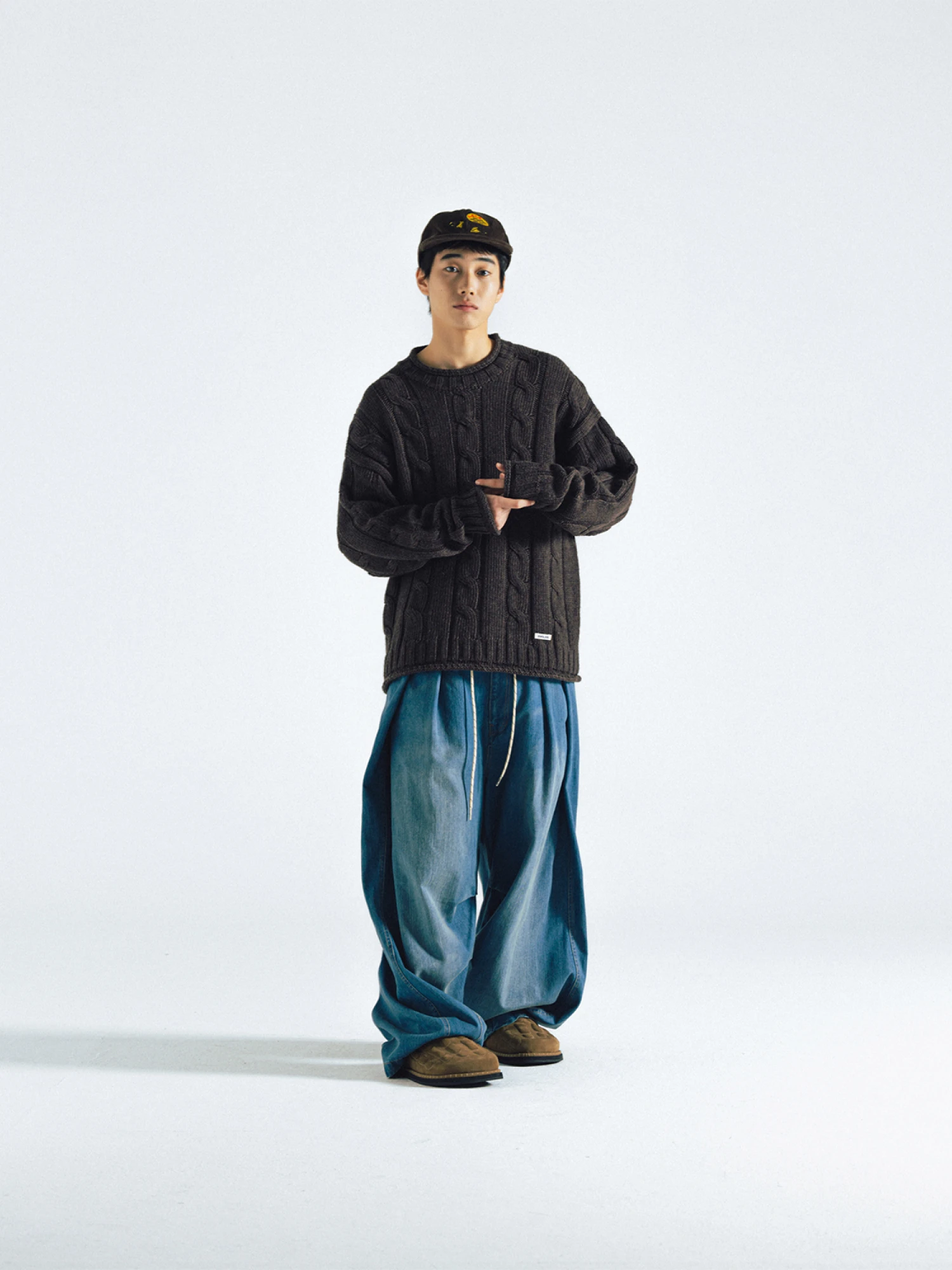 Свитер ANGLAN Wool Blend Oversized Cable Brown