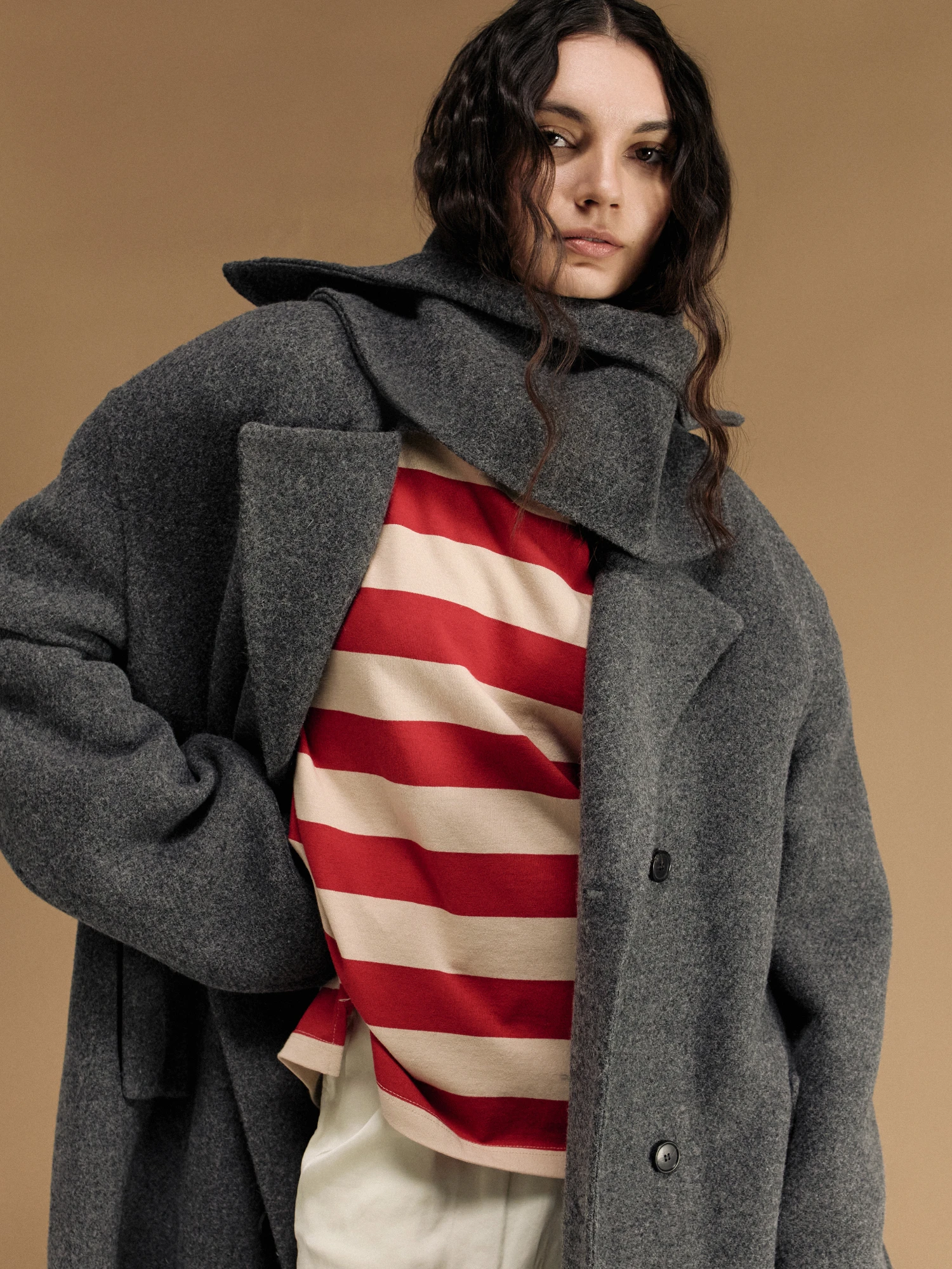 Пальто Recto Handmade Kuse Oversized Melange Grey