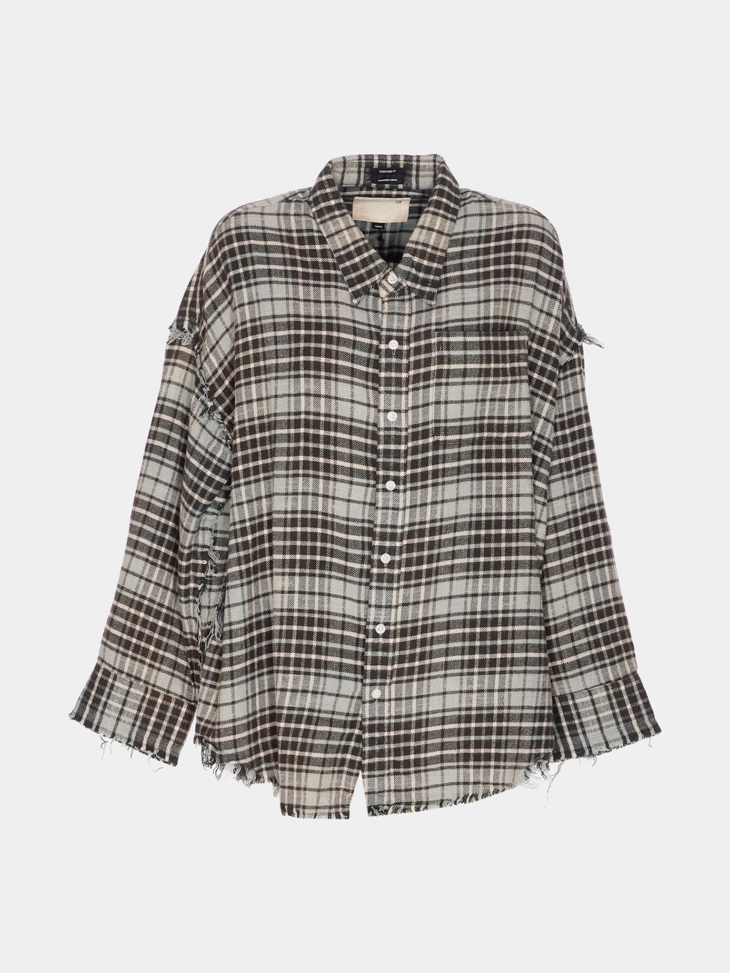 Рубашка R13 Shredded Seam Drop Neck Blue/Grey Plaid