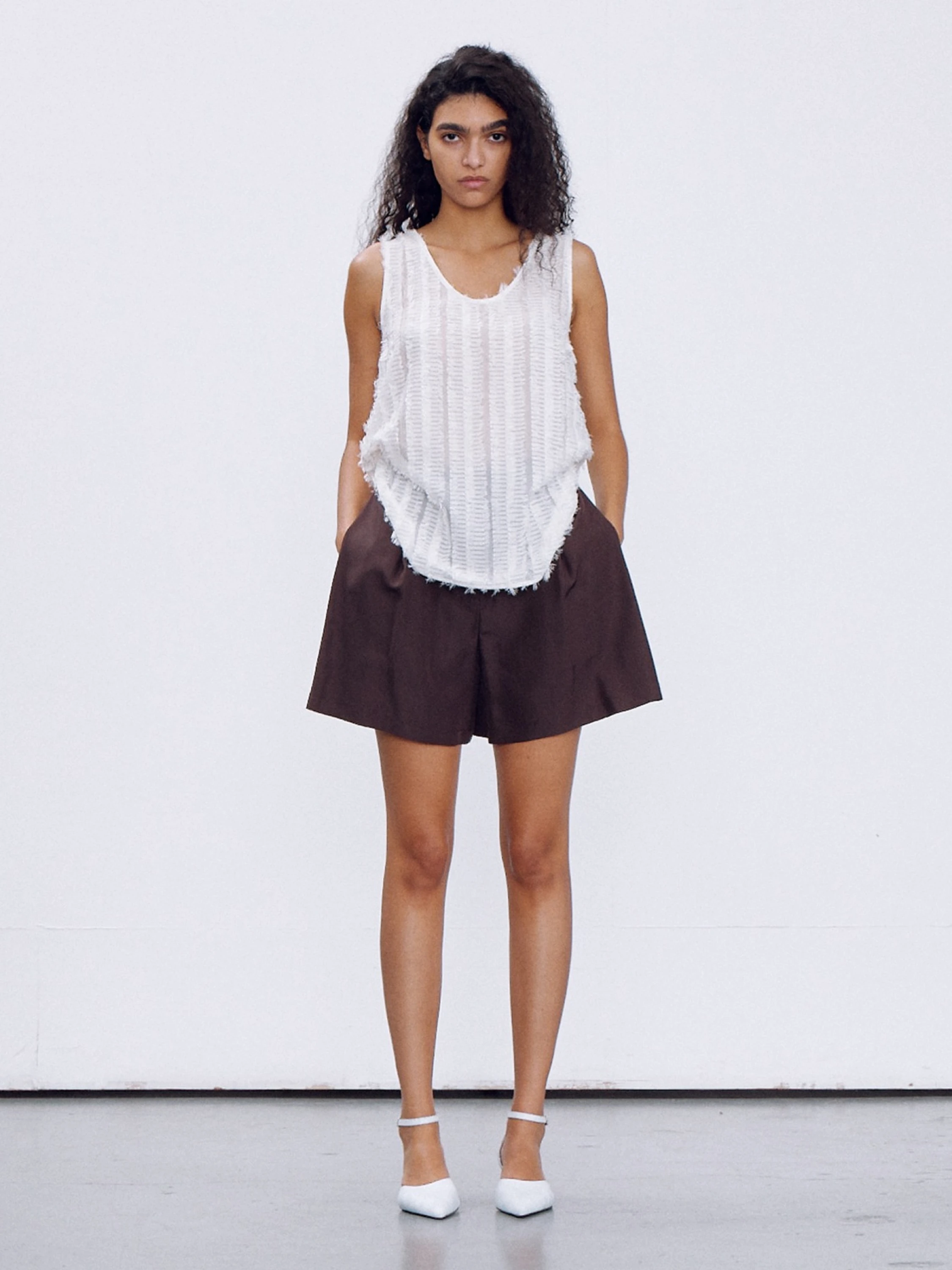 Женские шорты Recto Washed Habutai Silk Detail Shorts Brown