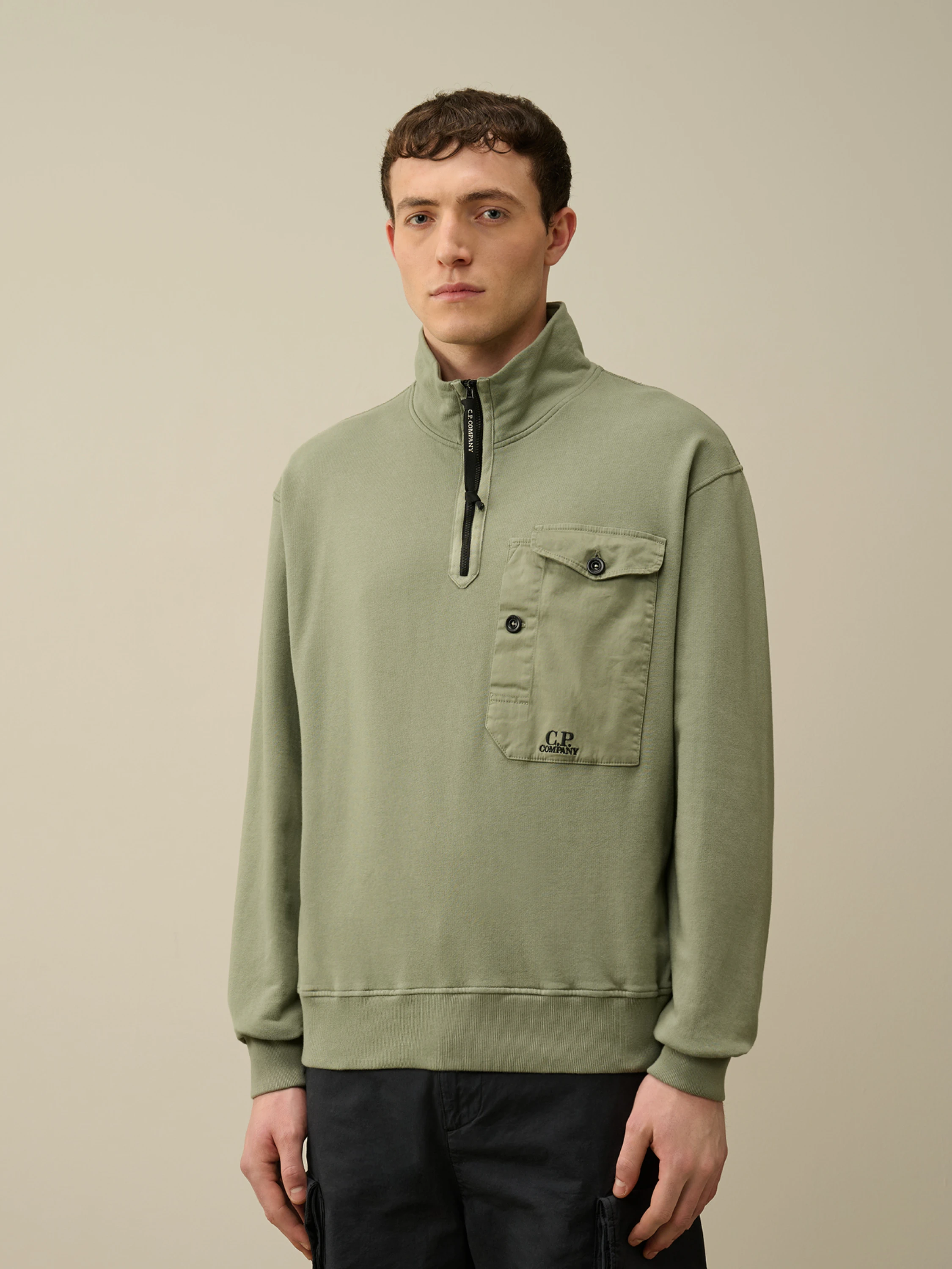 Халф-зип C.P. Company Cotton Fleece Mixed Agave Green
