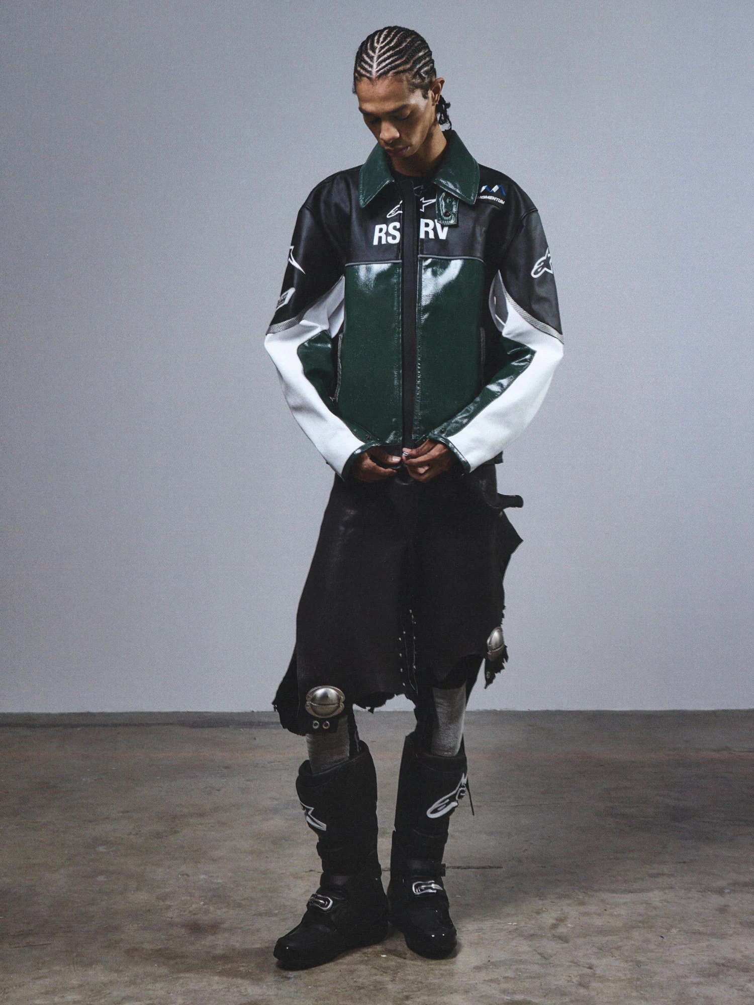 Кожаная куртка ALPINESTARS RSRV Alloy Black/White/Green