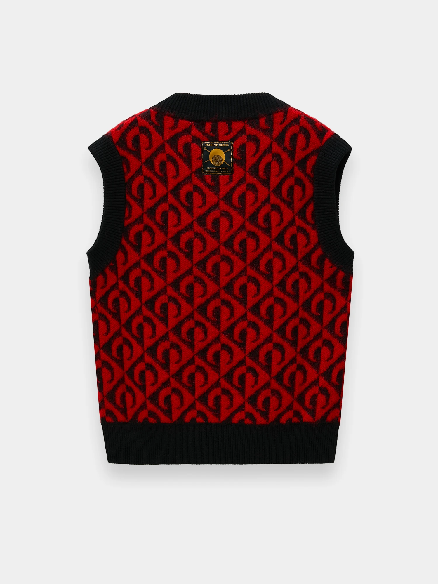 Жилет Marine Serre Moon Lozenge Knit V-Neck Black/Red
