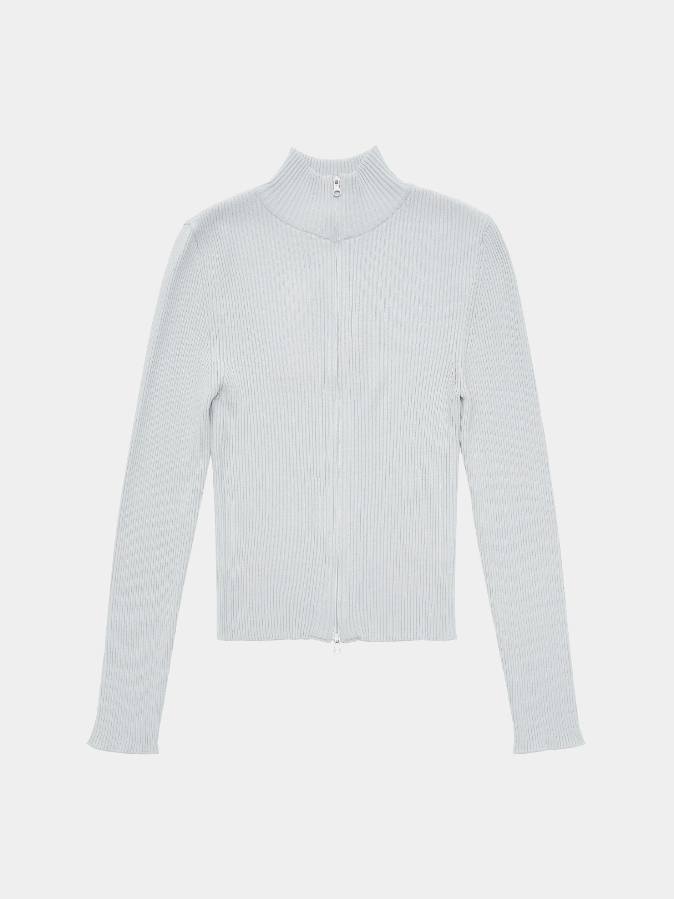 Женский кардиган AMOMENTO RIibbed Mock Neck Cardigan Light Grey