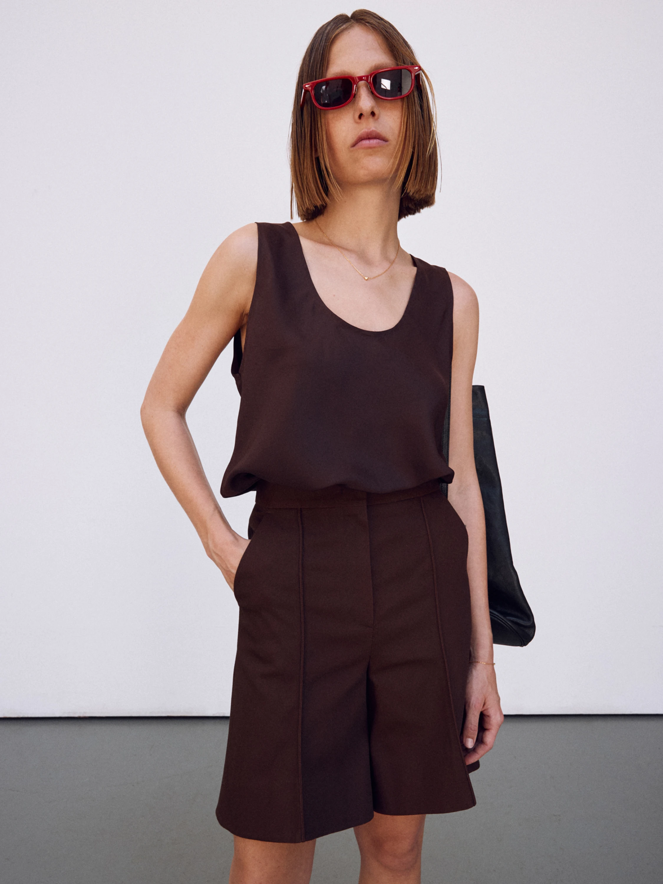 Женский топ Recto Washed Habutai Silk Tank Top Brown
