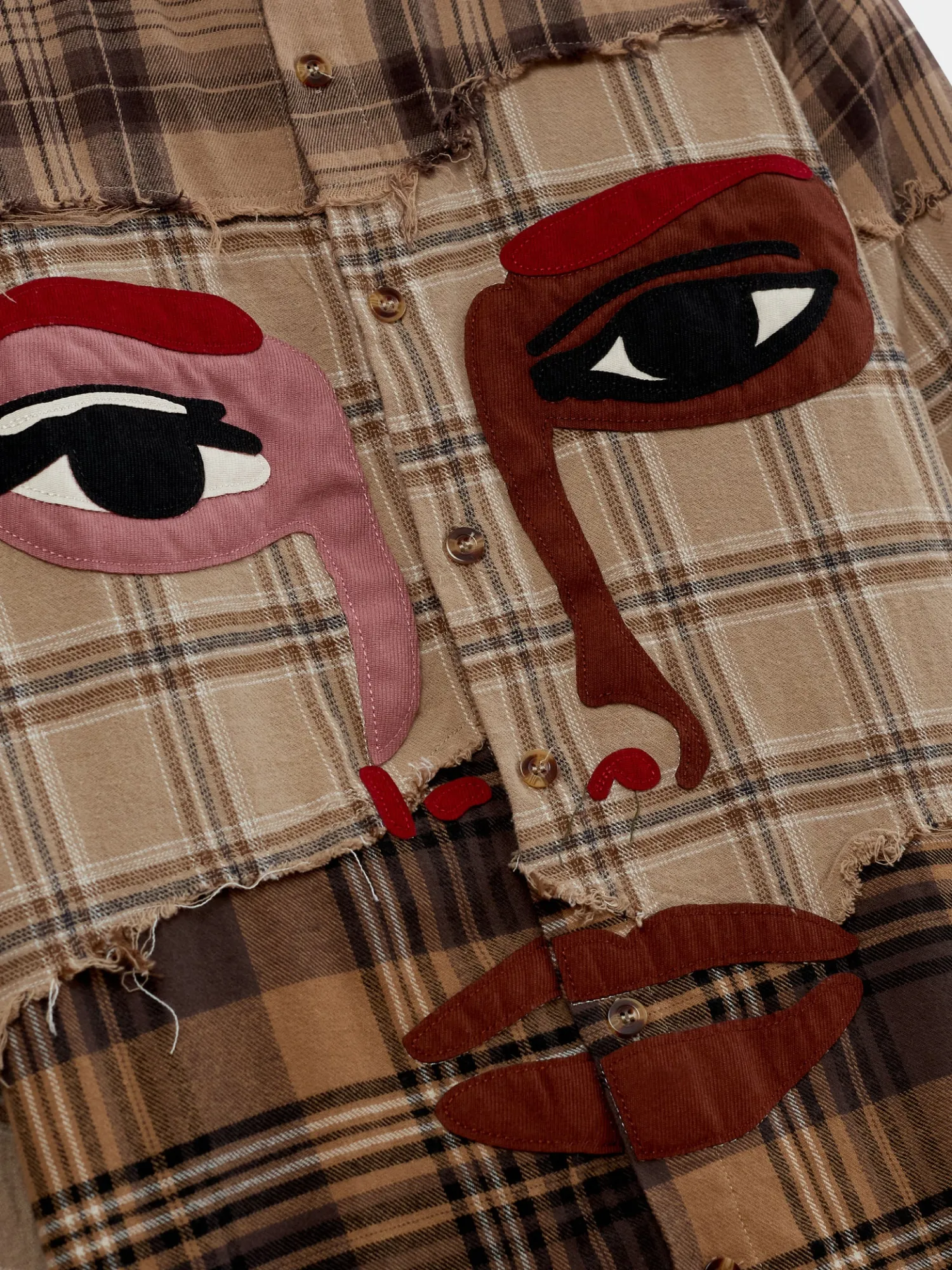 Рубашка KidSuper Face Patchworked Flannel Red Multi