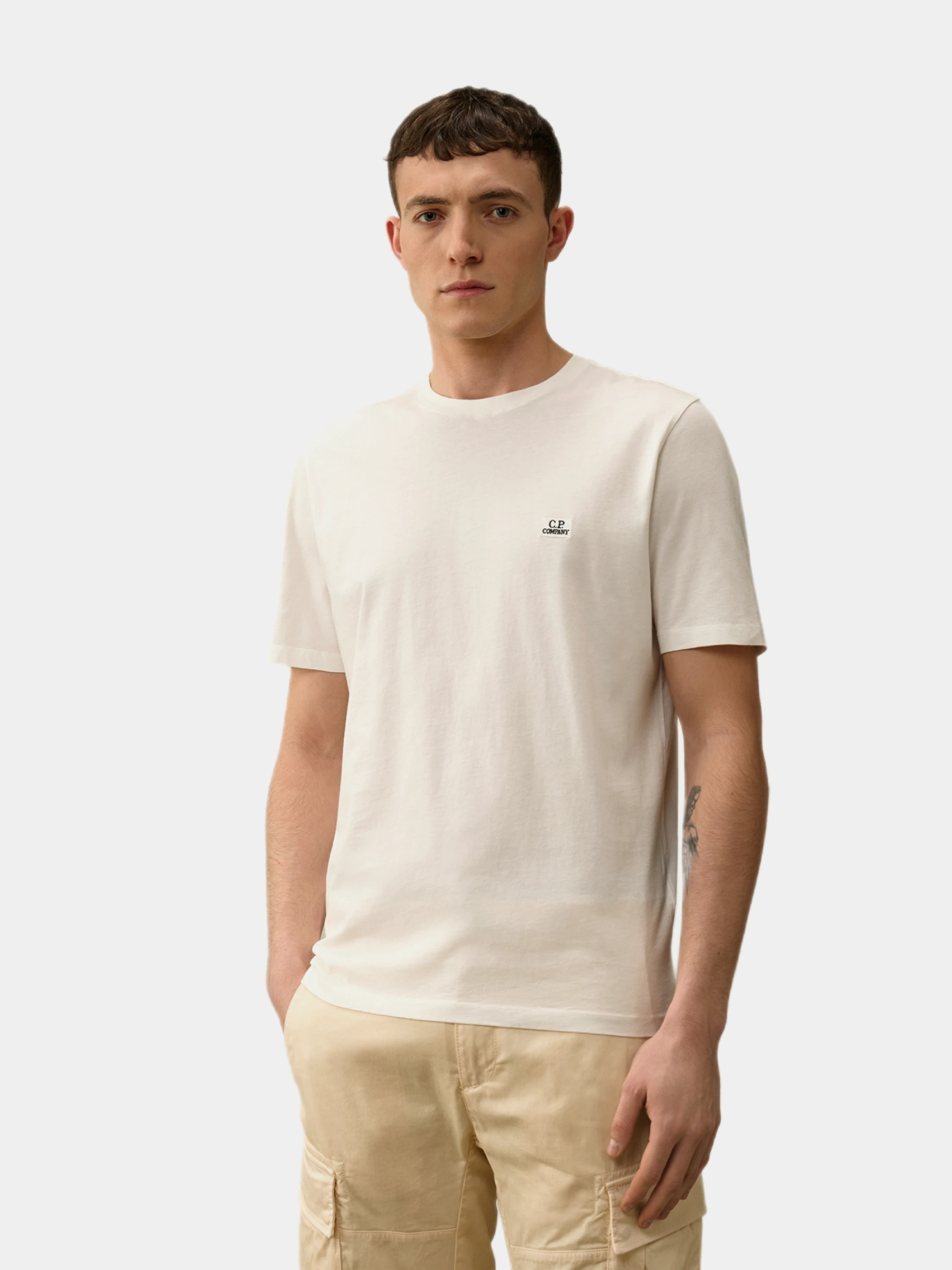Футболка C.P. Company 30/1 Jersey Logo Gauze White