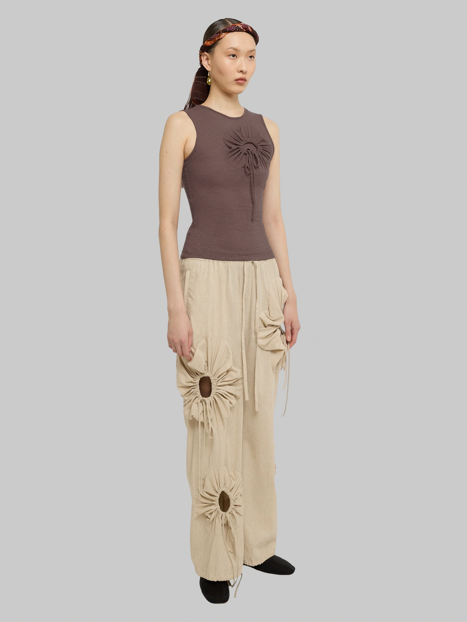 Женские брюки J.KIM Flower Linen Cream