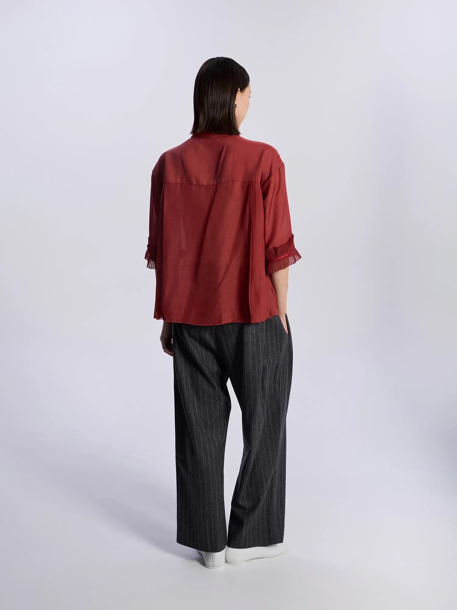 Женская рубашка UNDERCOVER Pleated Mix Open Collar Top Red