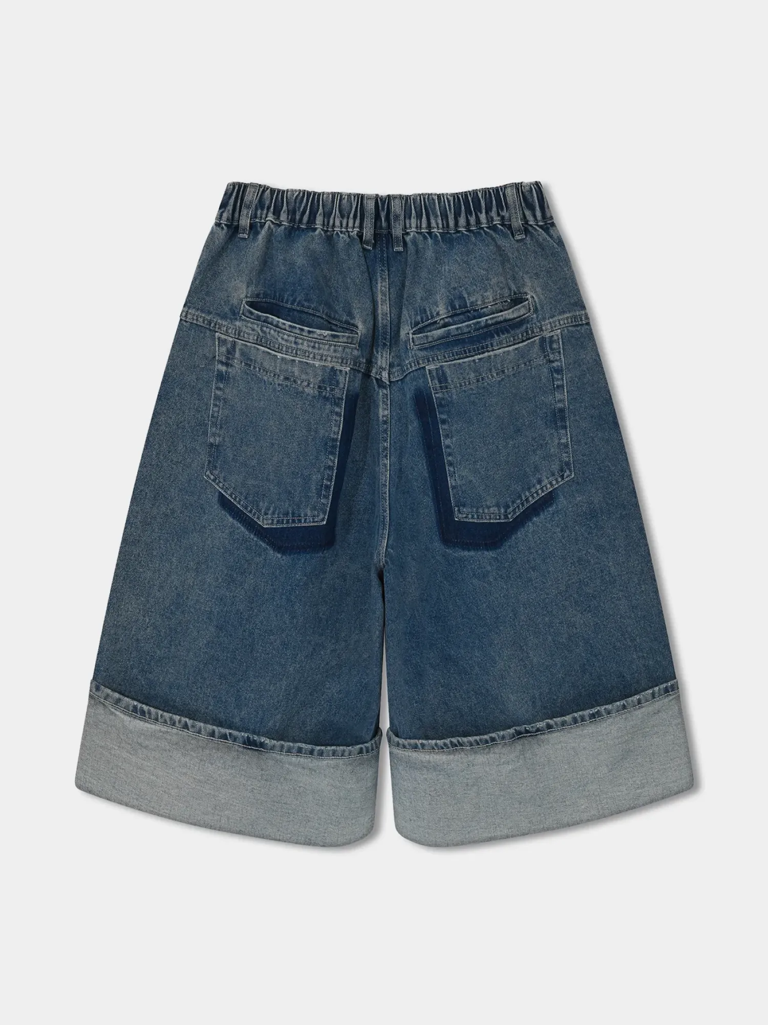 Шорты ANGLAN Turn-up Selvedge Denim Half Washed Blue