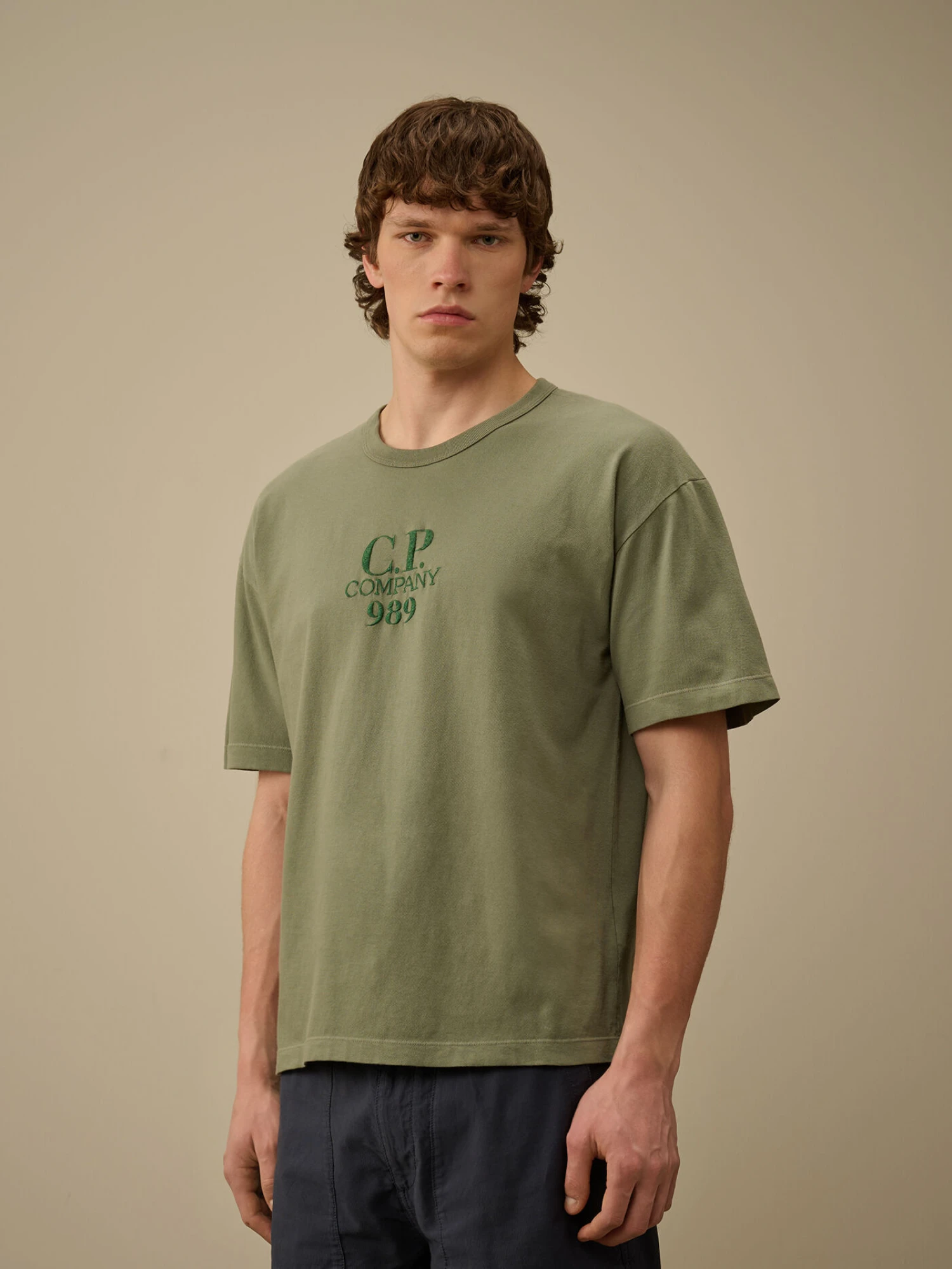 Футболка C.P. Company 20/1 Jersey Boxy Logo Thyme Green