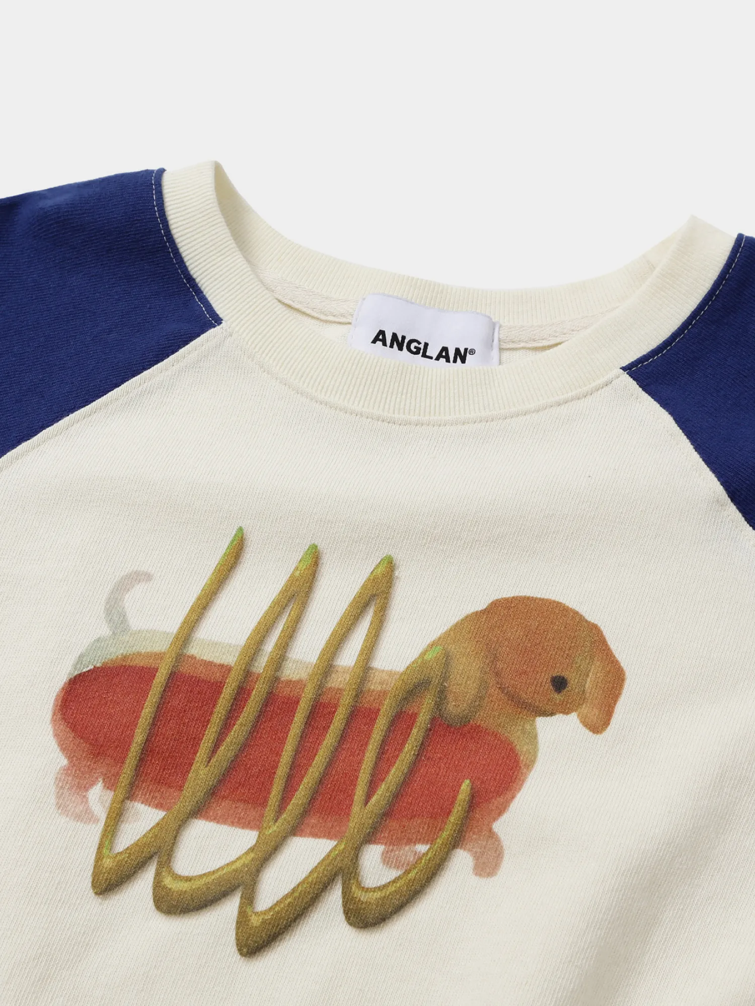 Футболка ANGLAN Hotdog Graphic Ringer Half Tee Blue