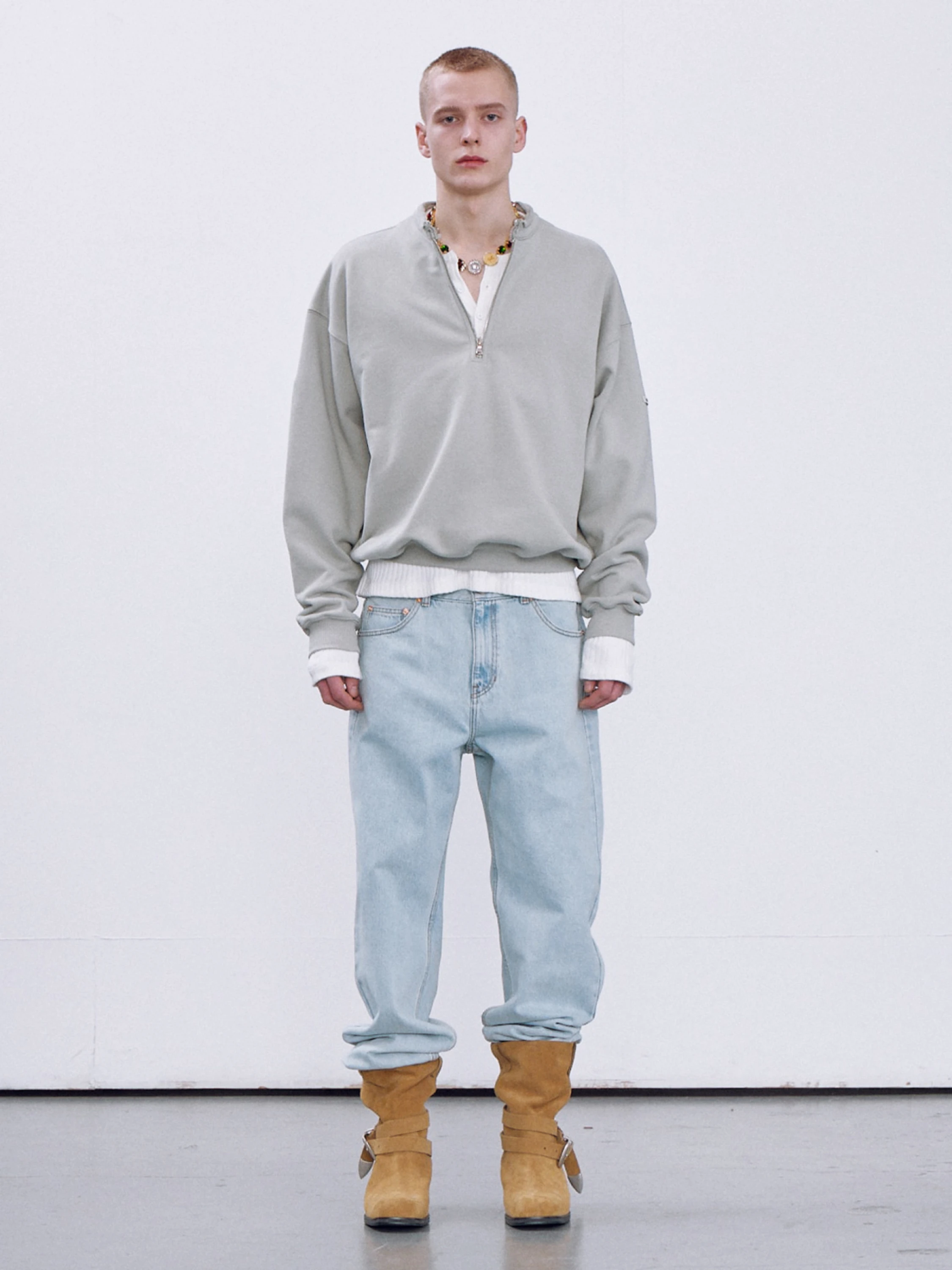 Халф-зип Recto Edge Collar Stand Half Zip-Up Khaki