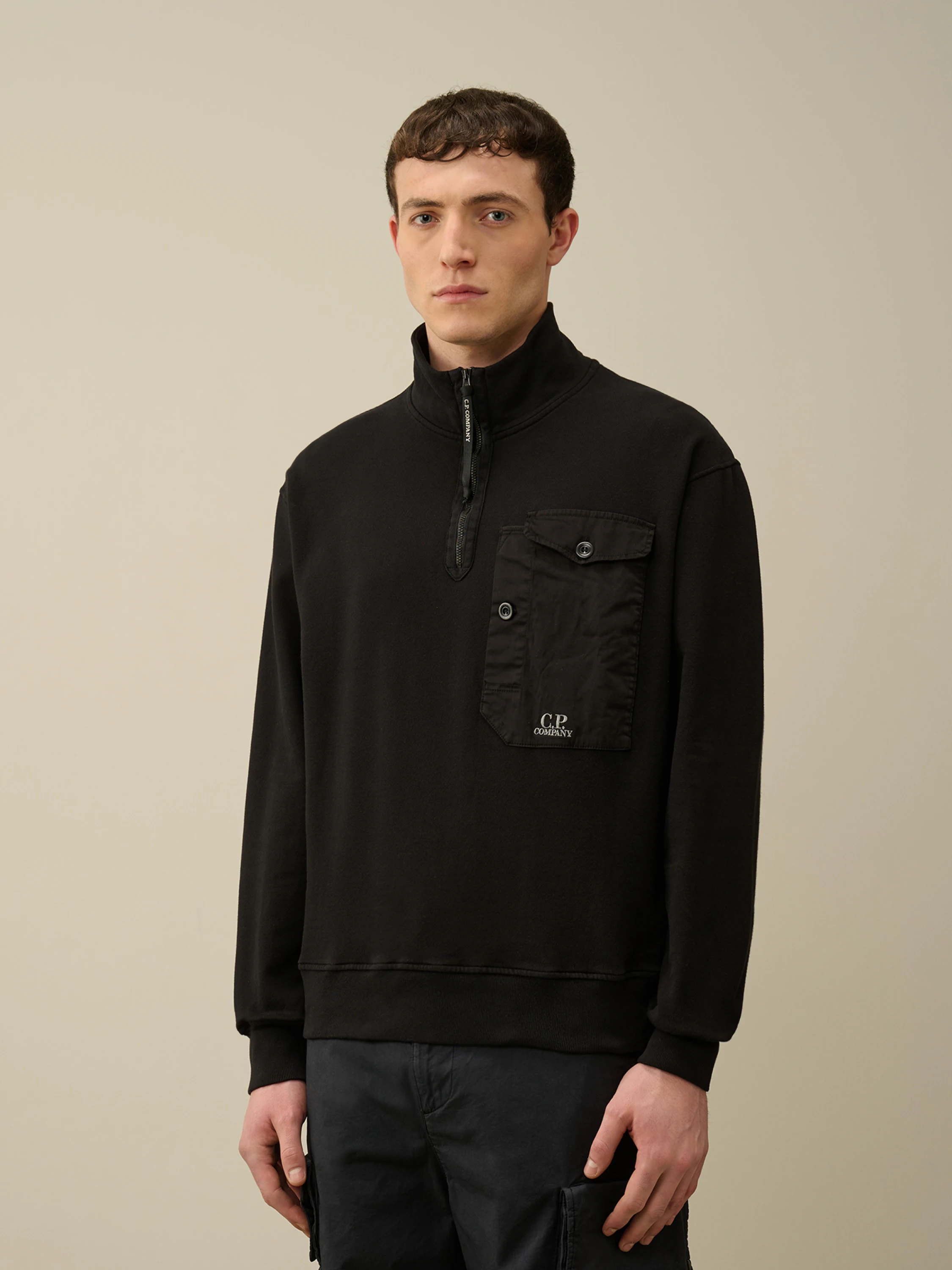 Халф-зип C.P. Company Cotton Fleece Mixed Black