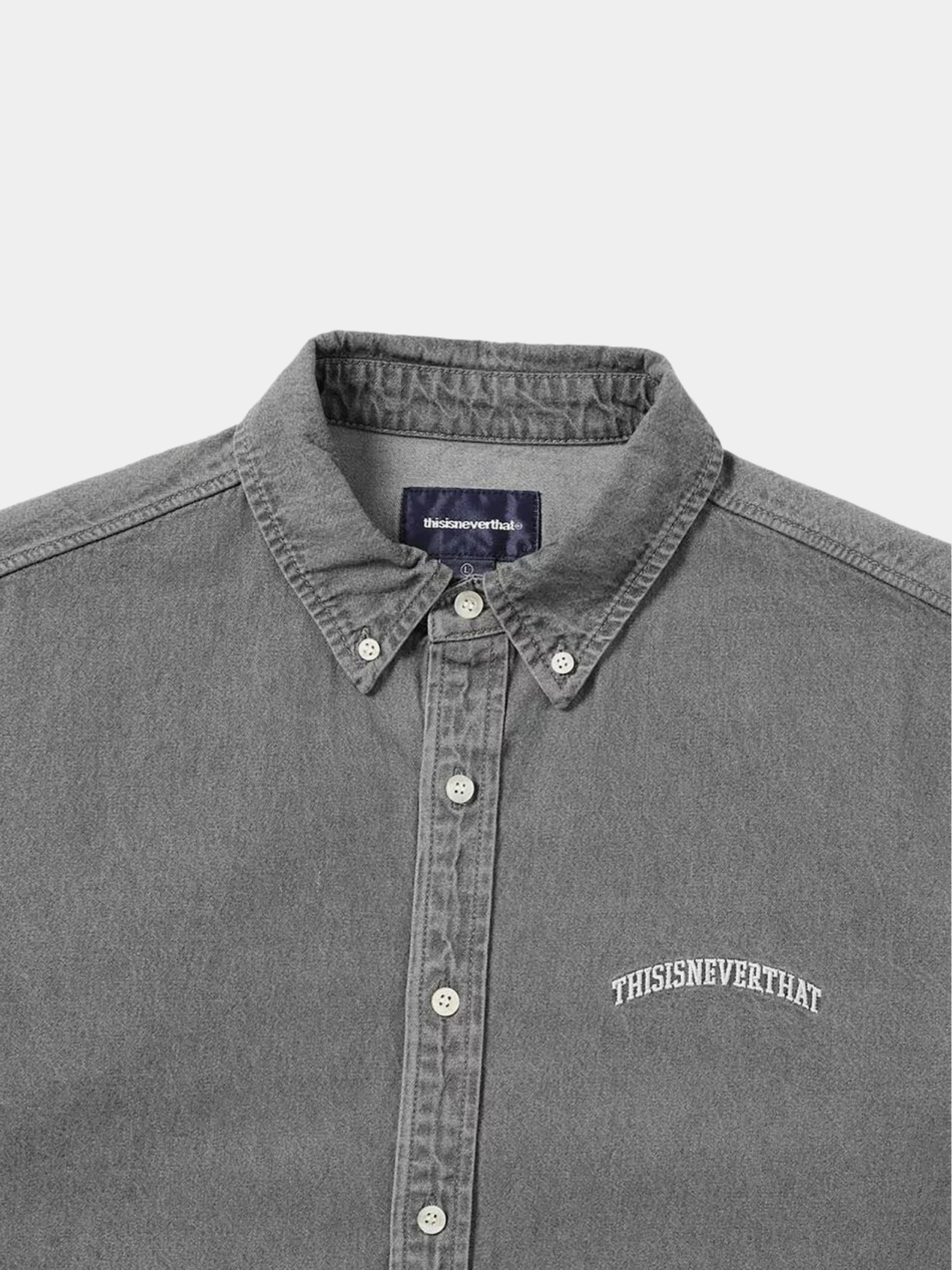 Рубашка thisisneverthat Washed Denim Shirt Grey
