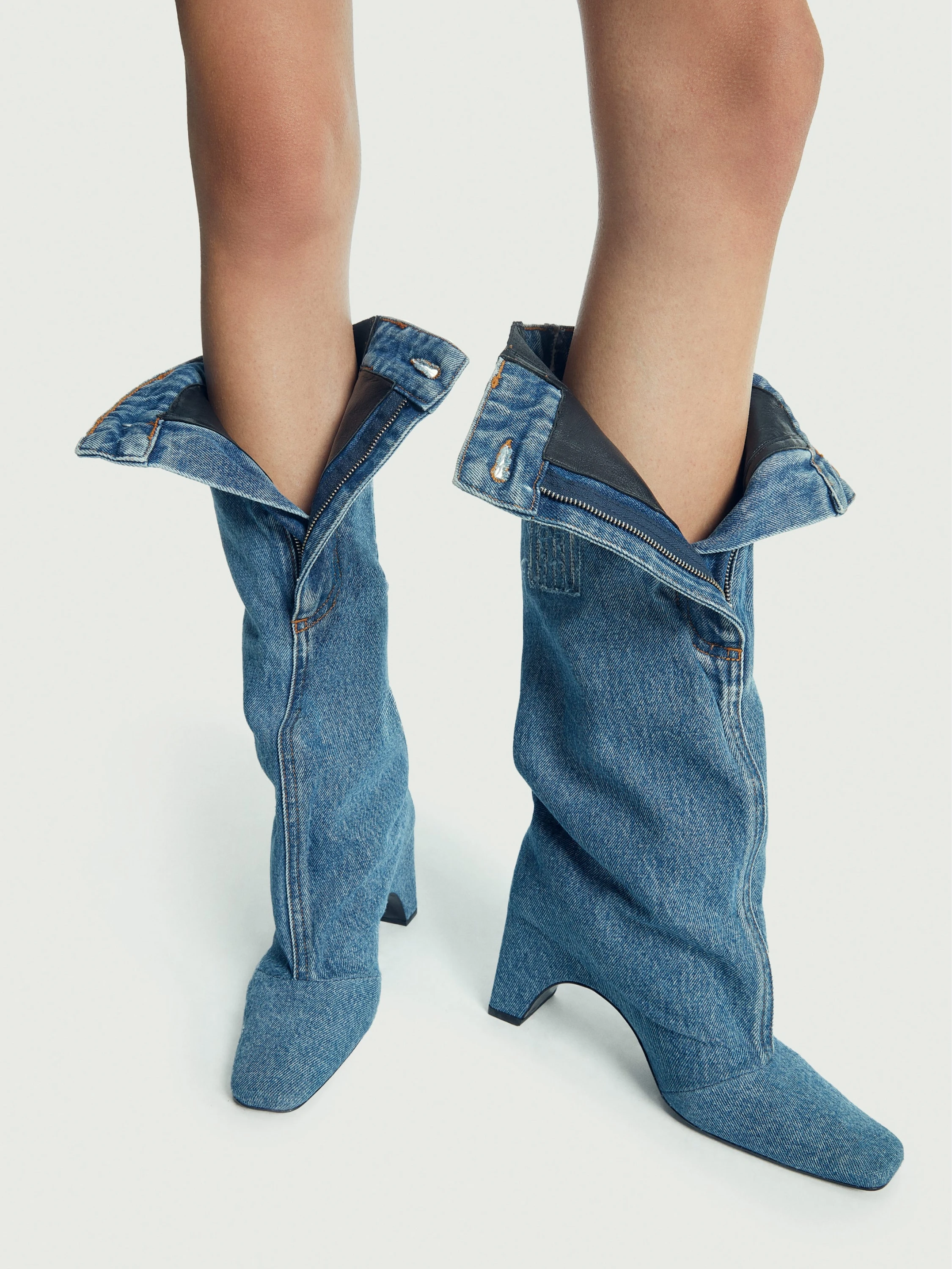 Женские сапоги Coperni Denim Open Knee Bridge Blue