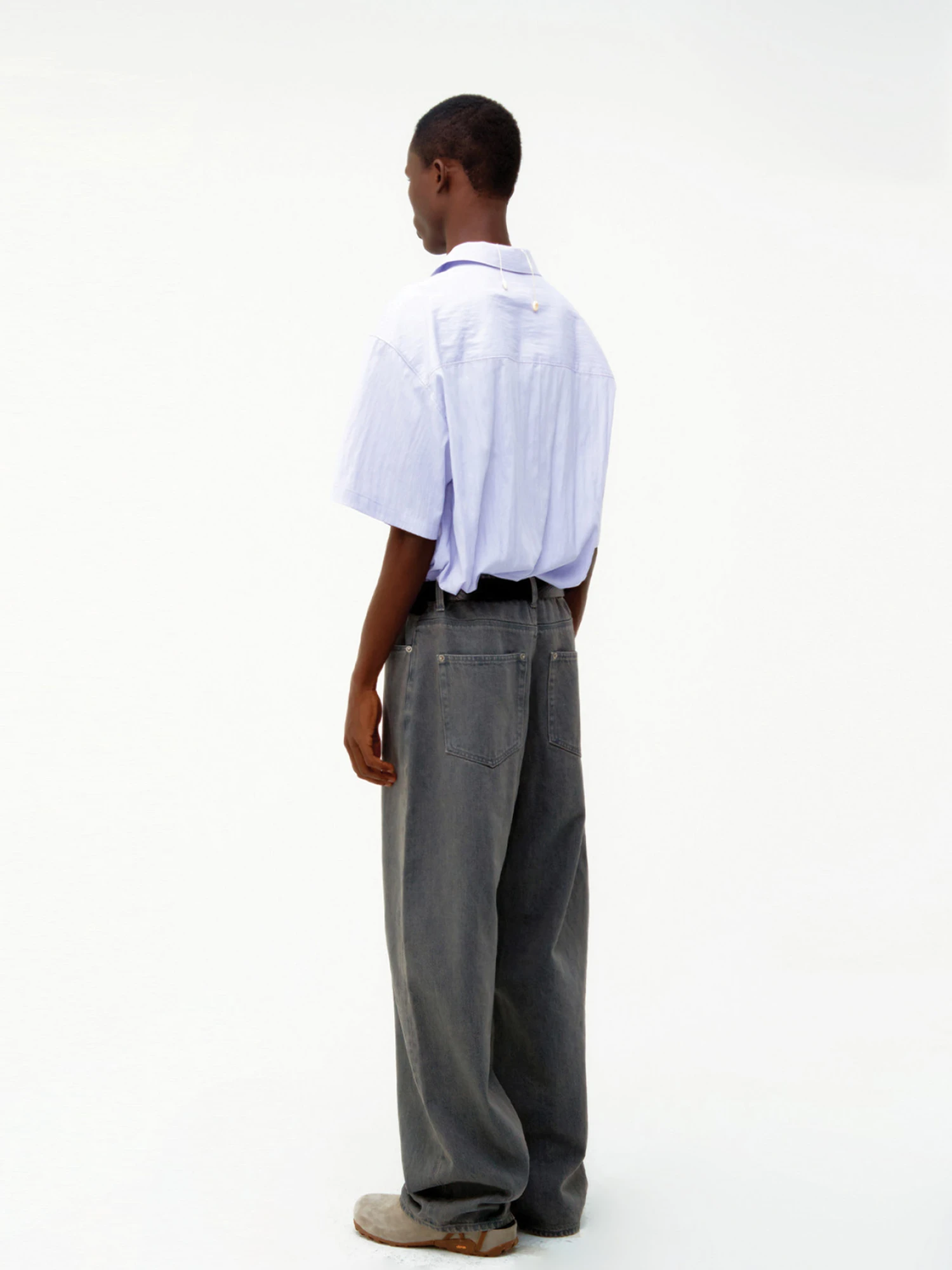 Рубашка COOR Natural Wrinkle Open Collar Light Purple