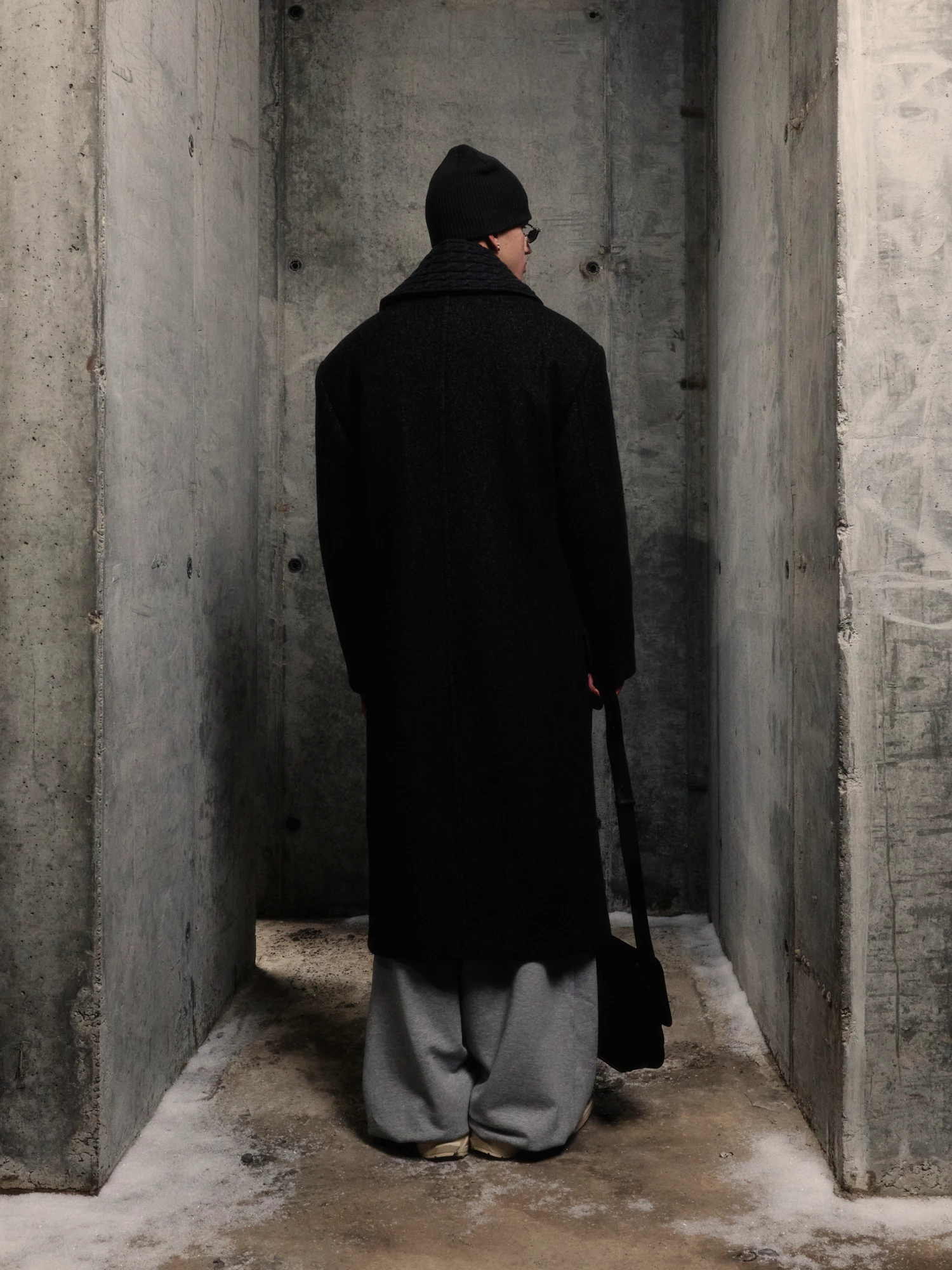 Пальто System Wide Laper Oversized Black Grey