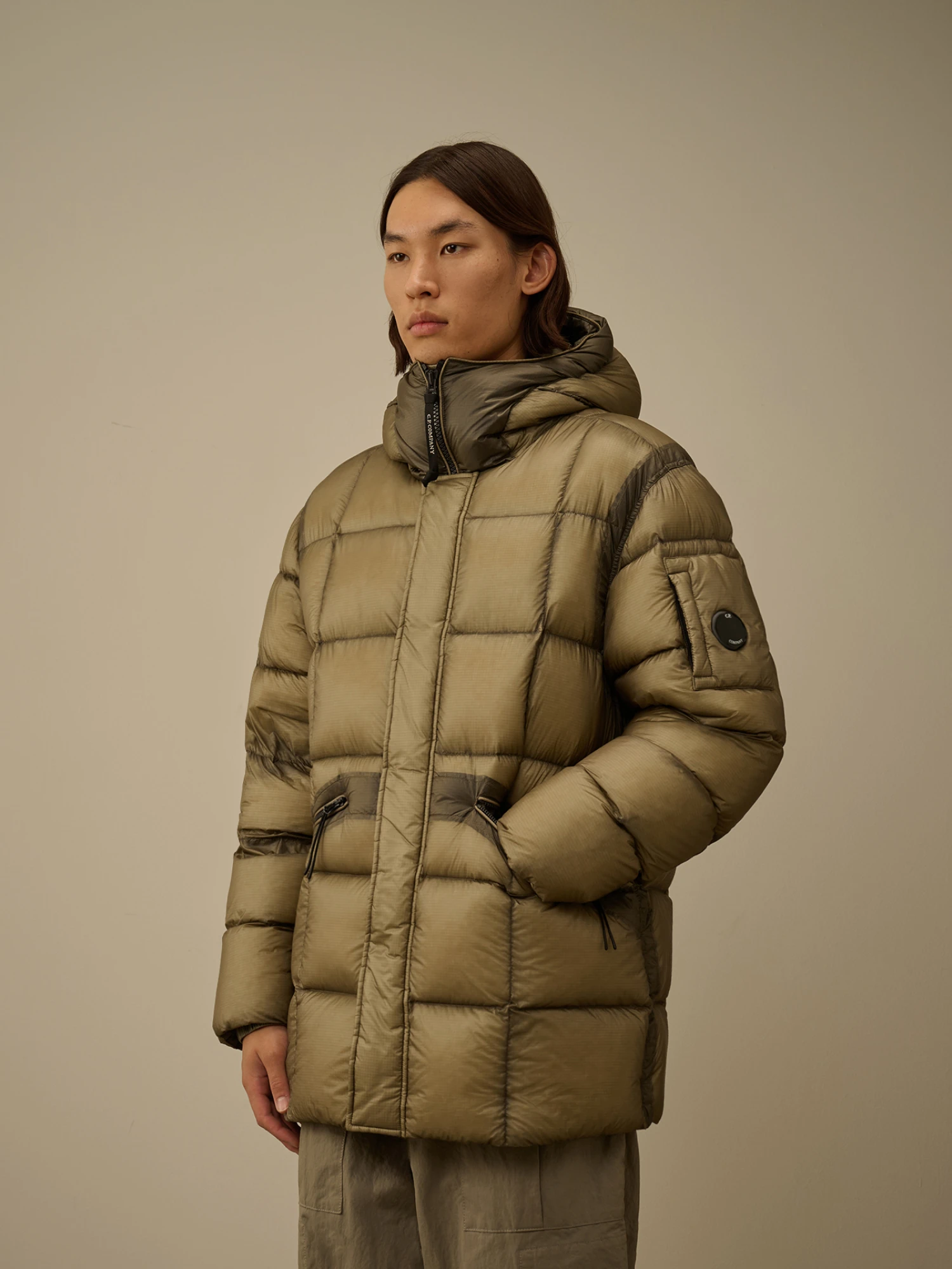 Пуховик C.P. Company D.D. Shell Long Hooded Down Fallen Rock