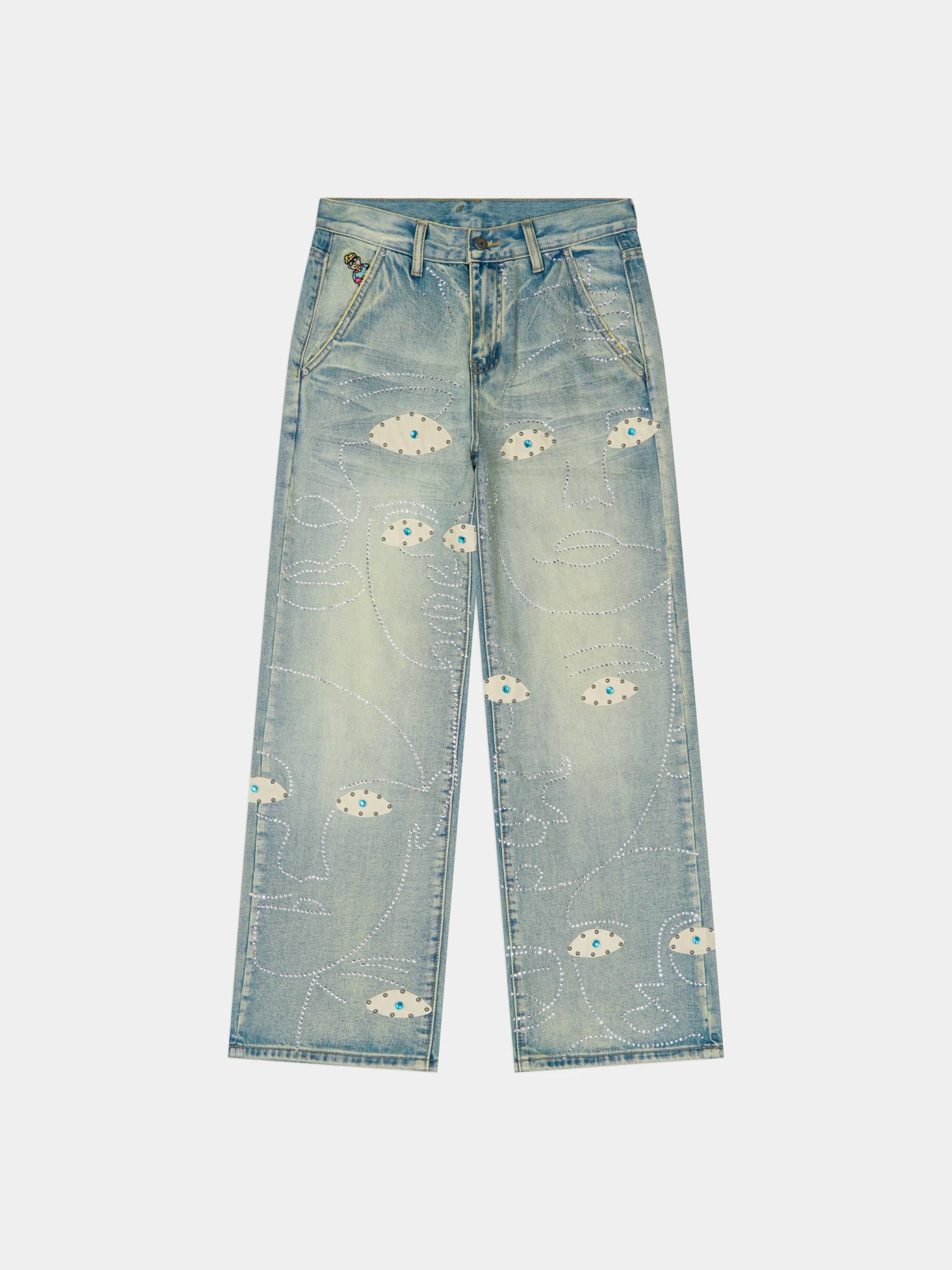 Джинсы KidSuper Studded Face Jeans Blue